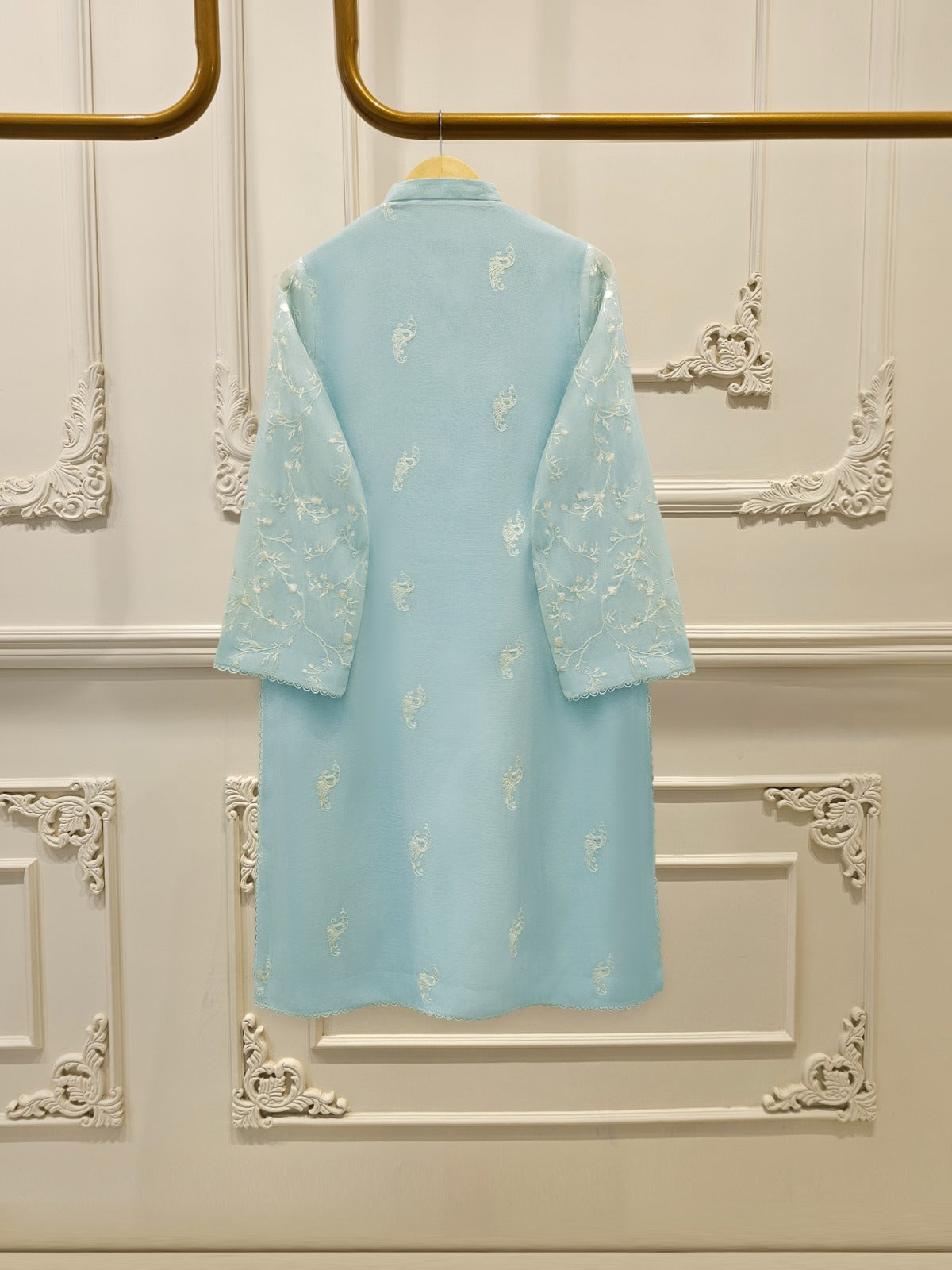3 Piece - Pure Embroidered Cotton Net Suit S112862 - Image 5