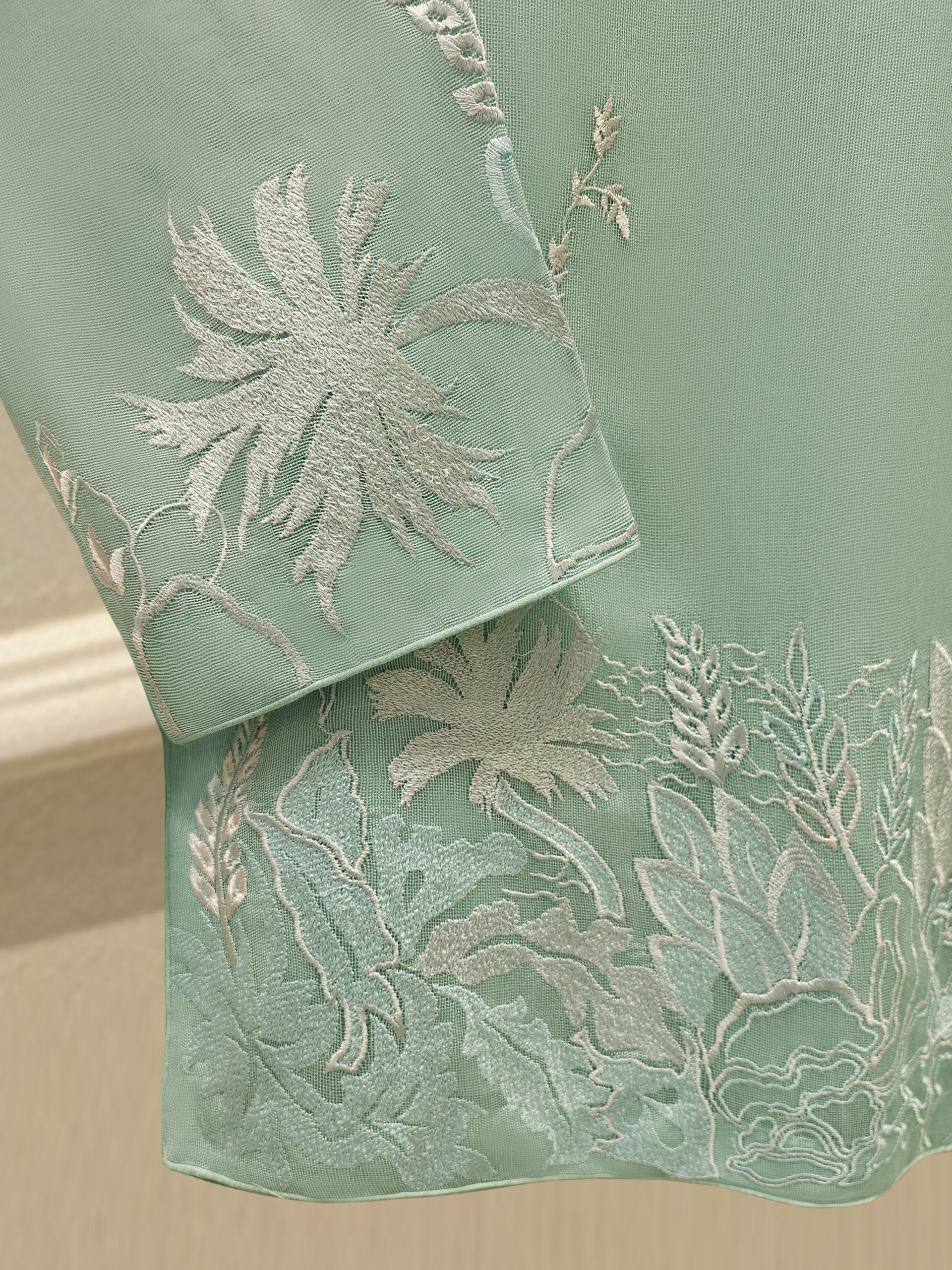 3 Piece - Pure Embroidered Cotton Net Suit S112907 - Image 3