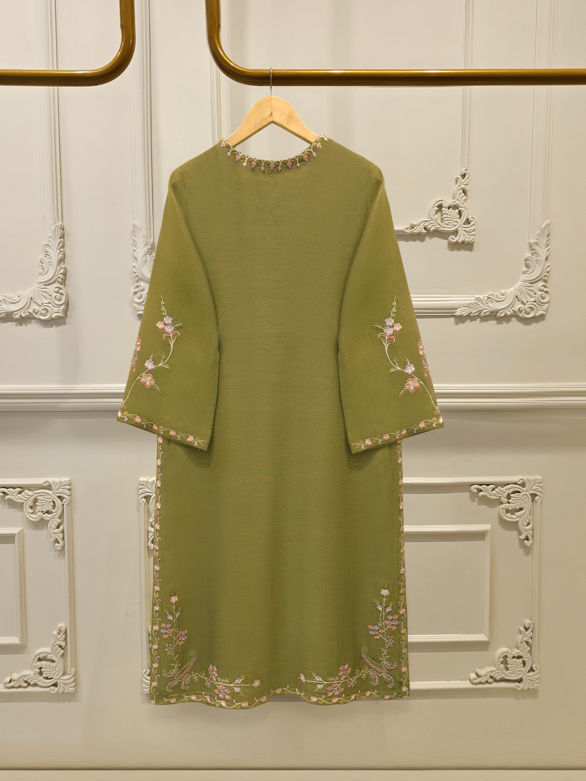 3 Piece - Pure Embroidered Cotton Net Suit S112928 - Image 5
