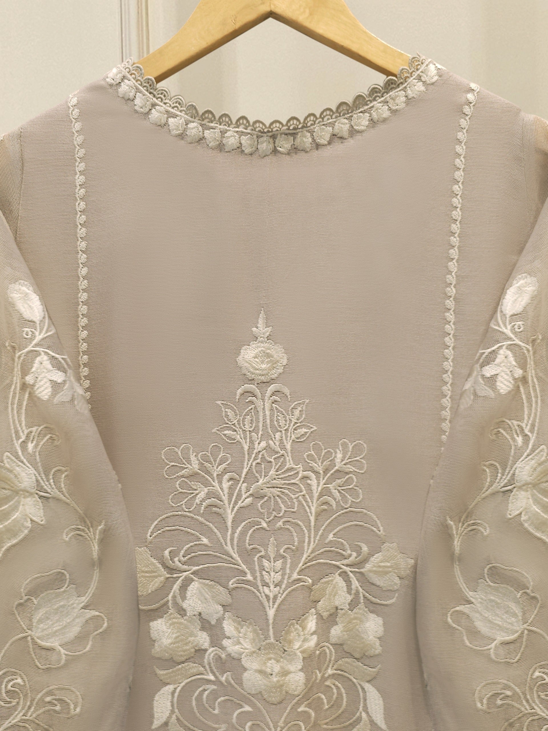 3 Piece - Pure Embroidered Cotton Net Suit S112929 - Image 6