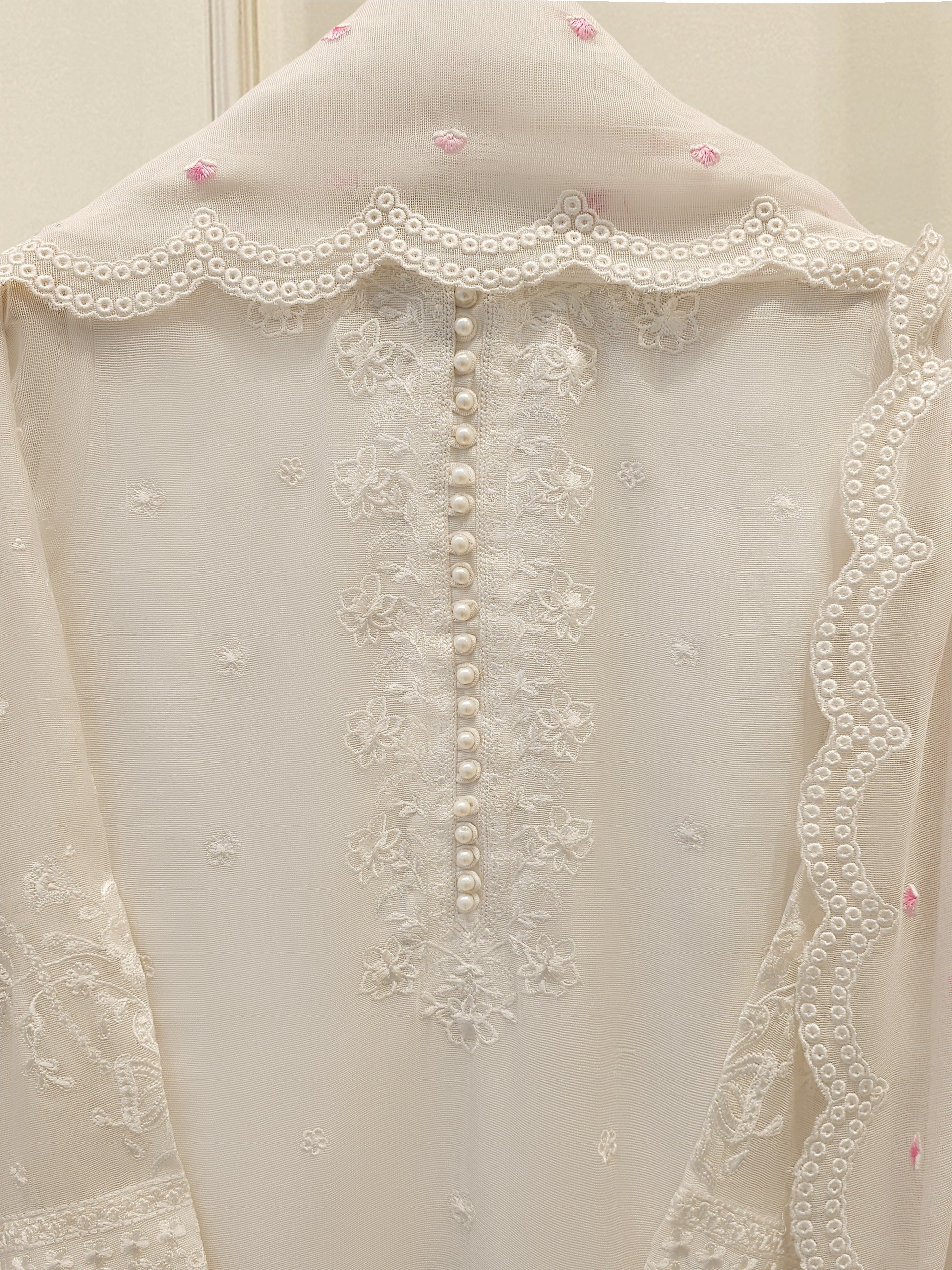 3 Piece - Pure Embroidered Cotton Net Suit S112932 - Image 2