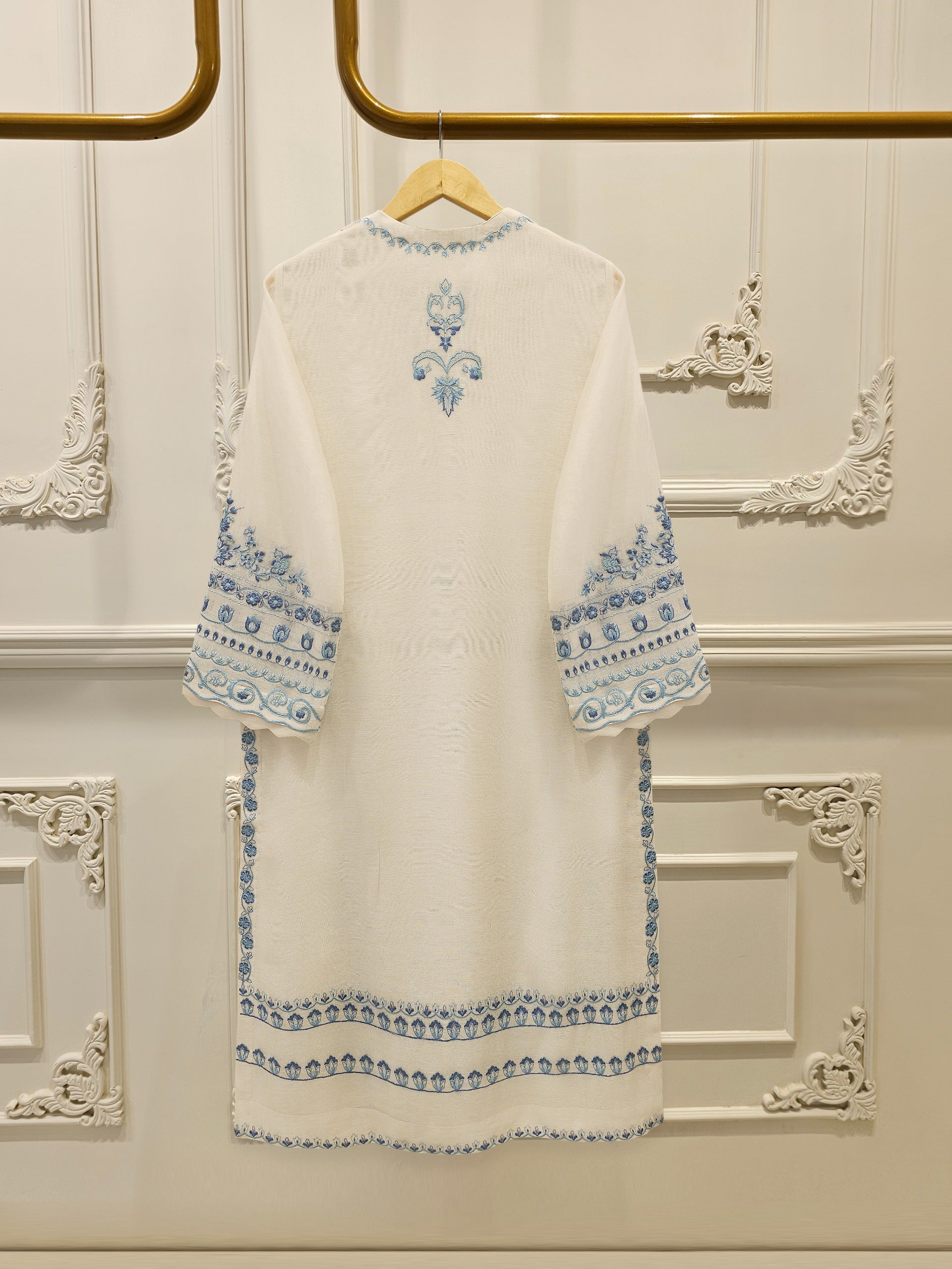 3 Piece - Pure Embroidered Cotton Net Suit S112942 - Image 5