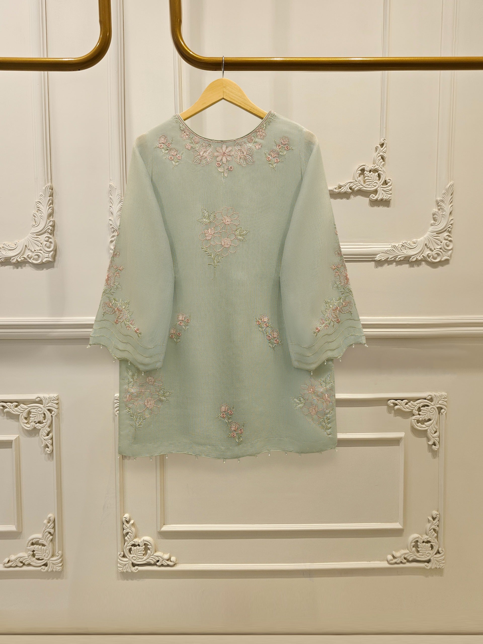 3 Piece - Pure Embroidered Cotton Net Suit S112954 - Image 4