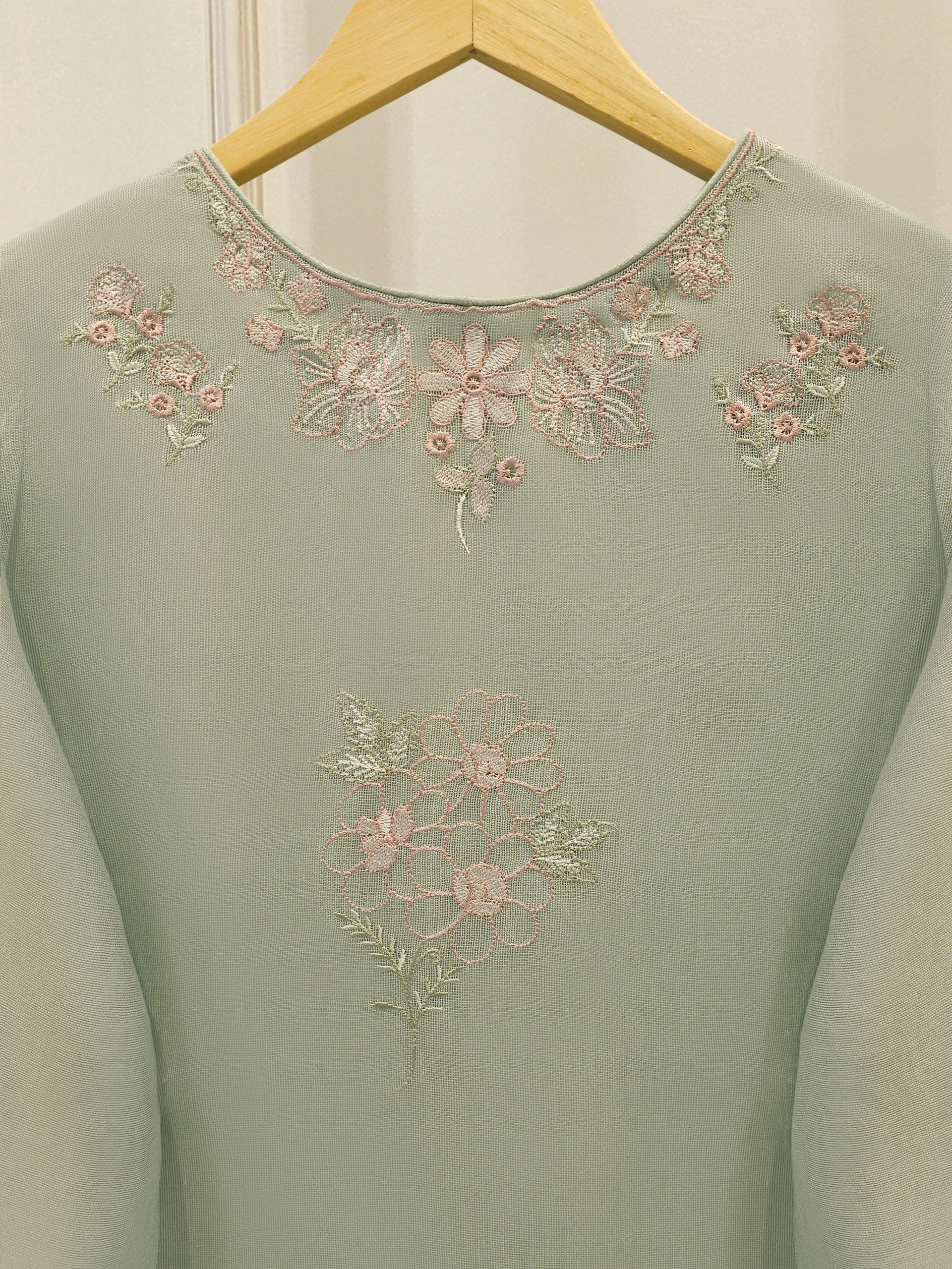 3 Piece - Pure Embroidered Cotton Net Suit S112954 - Image 5