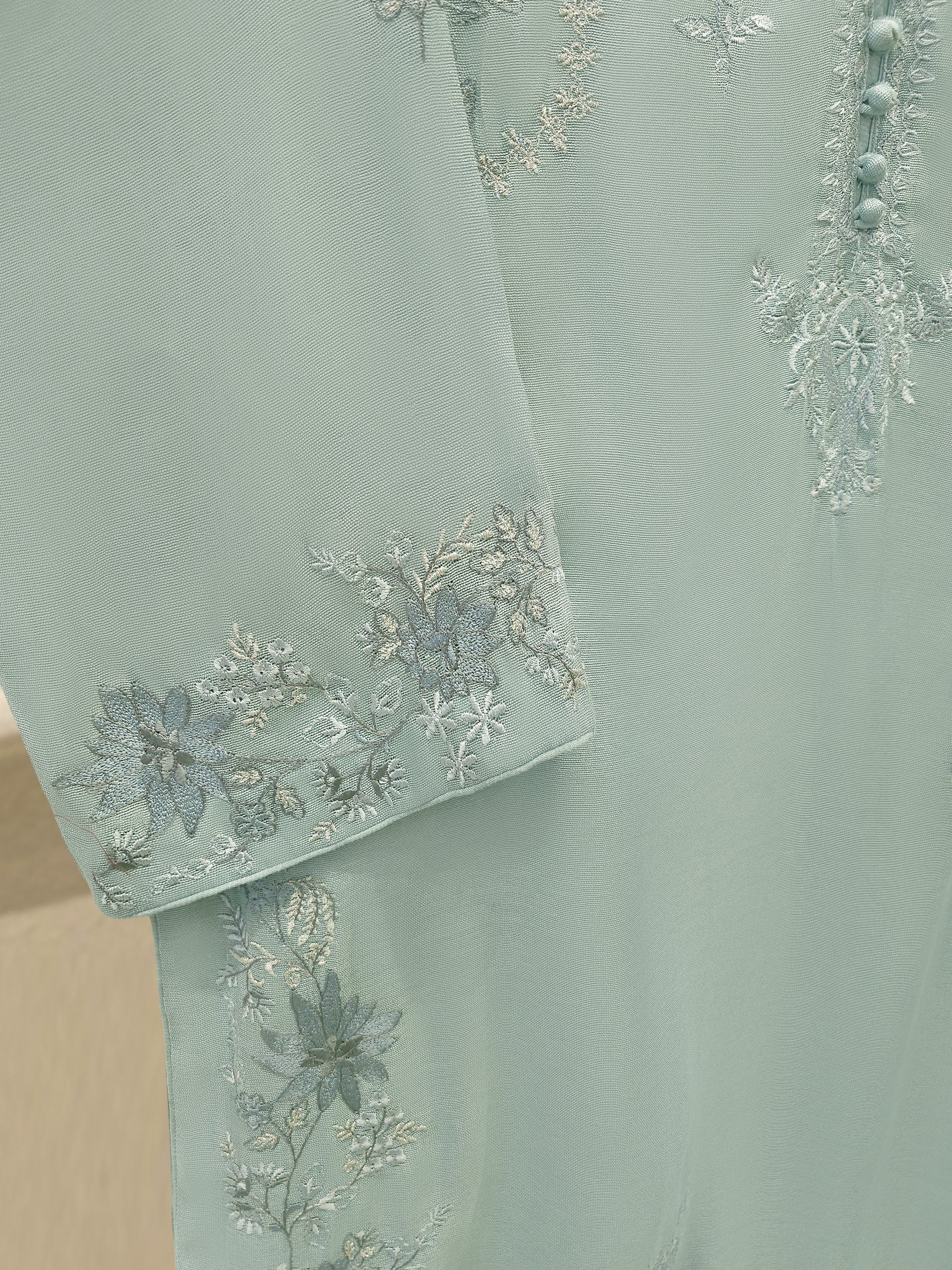 3 Piece - Pure Embroidered Cotton Net Suit S112965 - Image 3