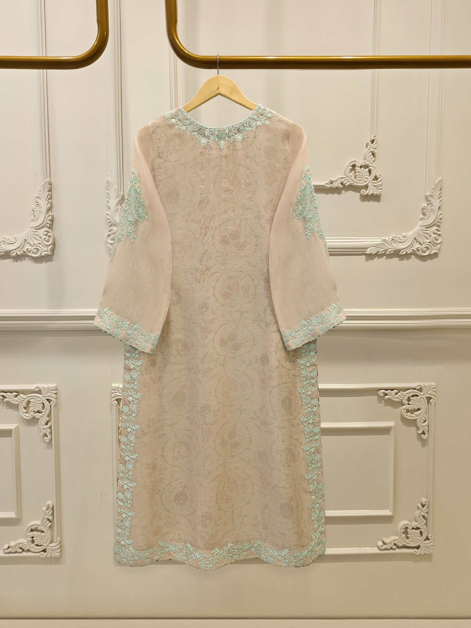 3 Piece - Pure Embroidered Cotton Net Suit S112976 - Image 5