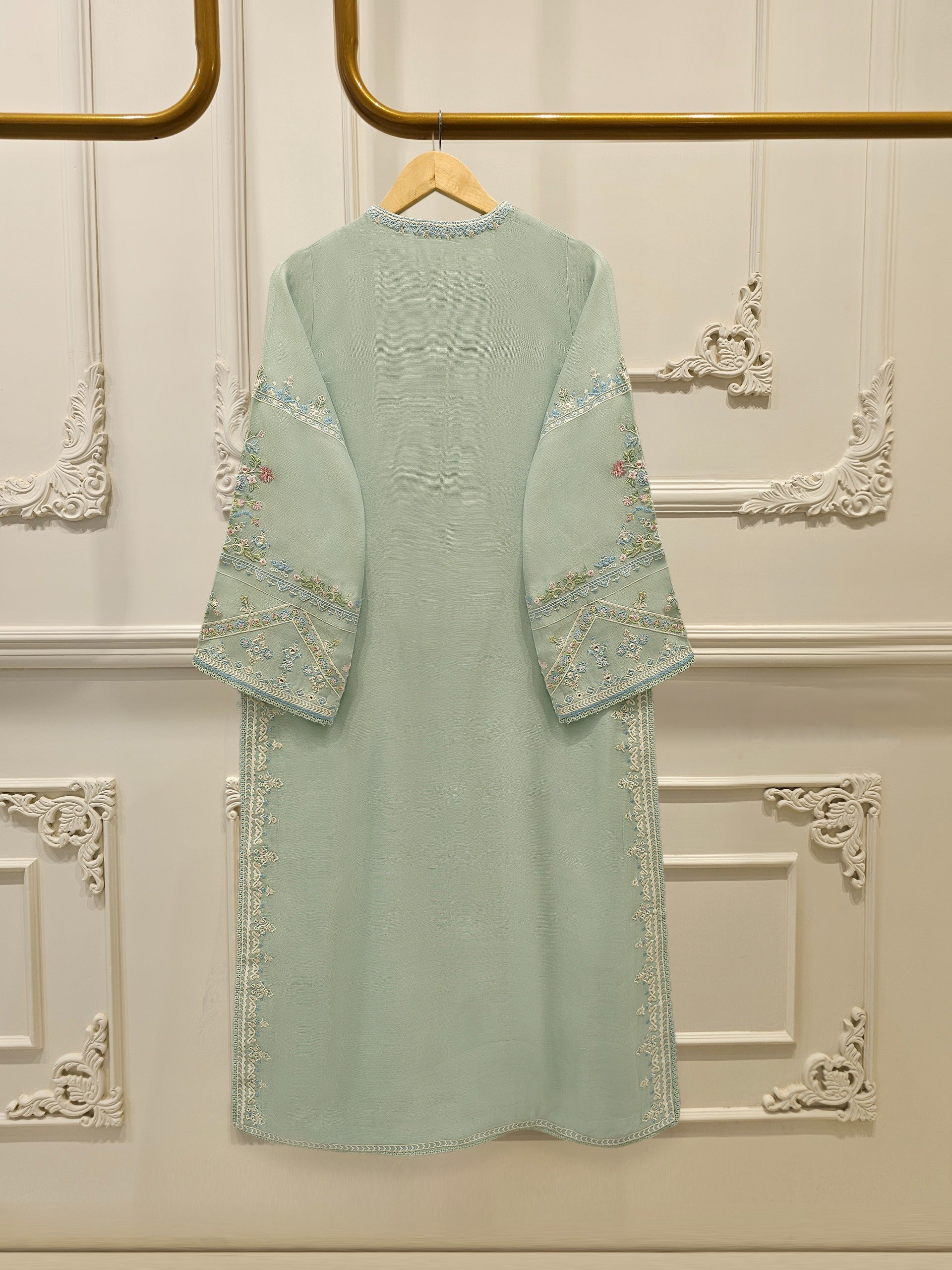 3 Piece - Pure Embroidered Cotton Net Suit S113032 - Image 4