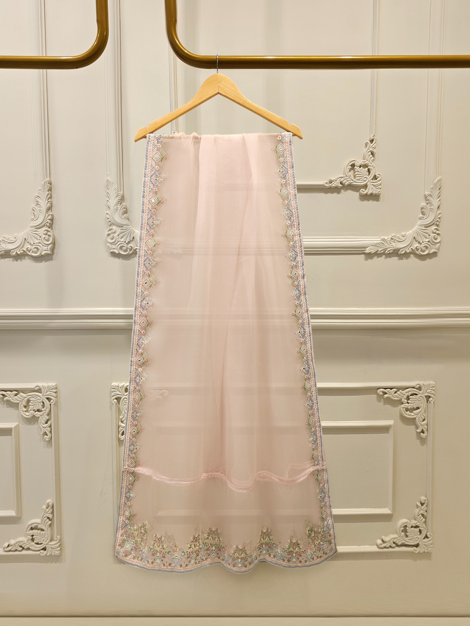 3 Piece - Pure Embroidered Cotton Net Suit S113032 - Image 6