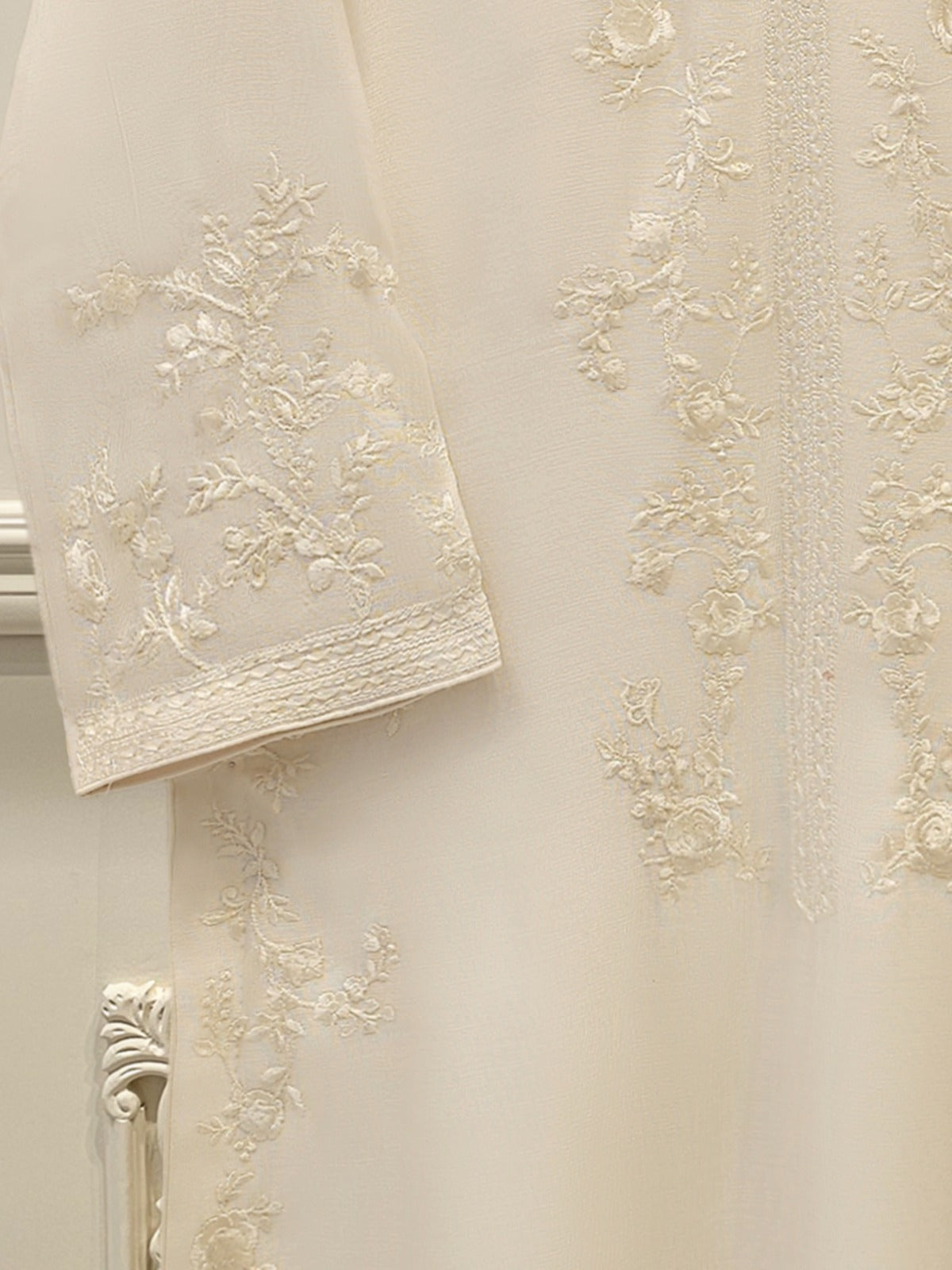 3 Piece - Pure Embroidered Cotton Net Suit S113048 - Image 3