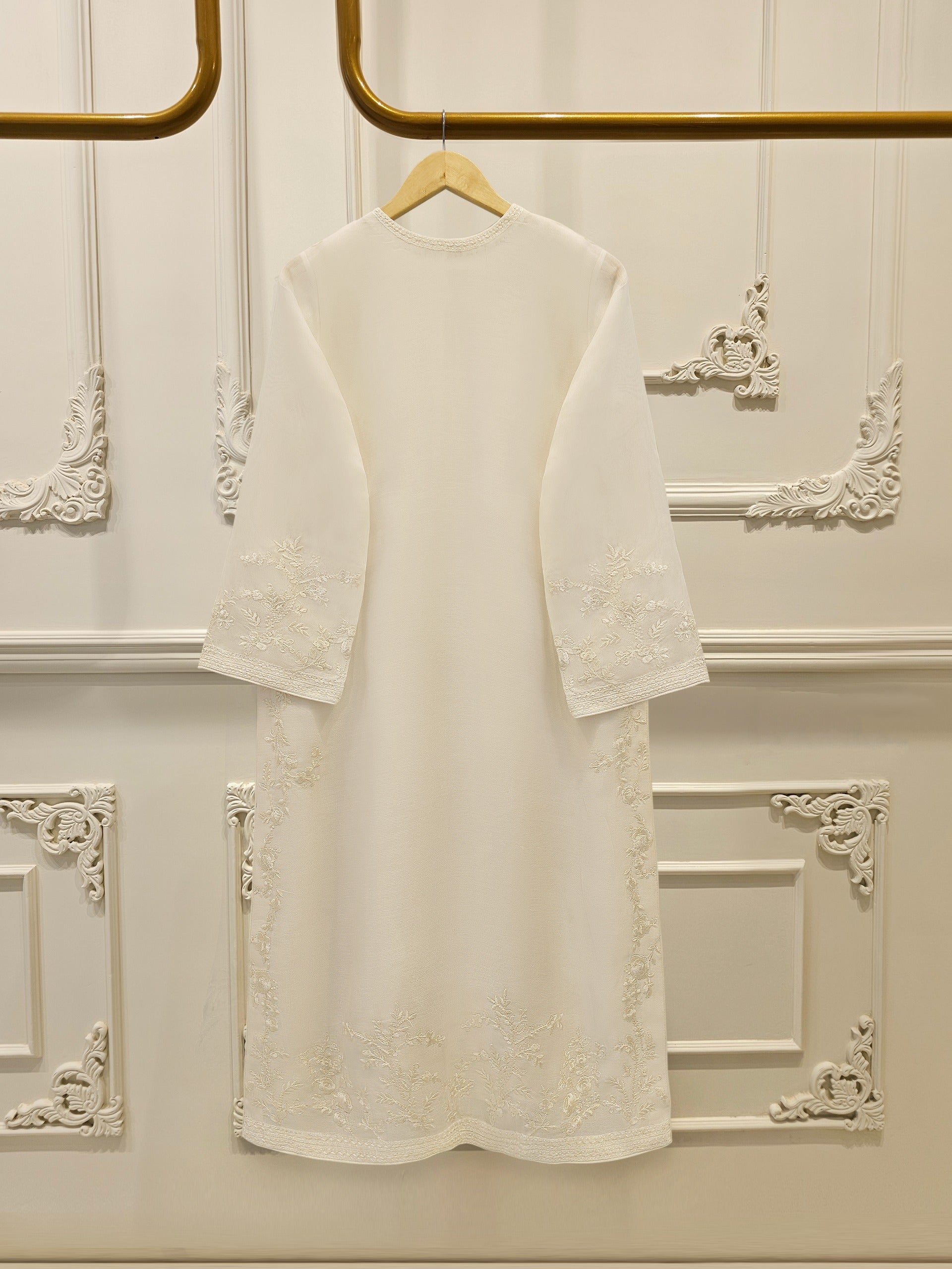 3 Piece - Pure Embroidered Cotton Net Suit S113048 - Image 4