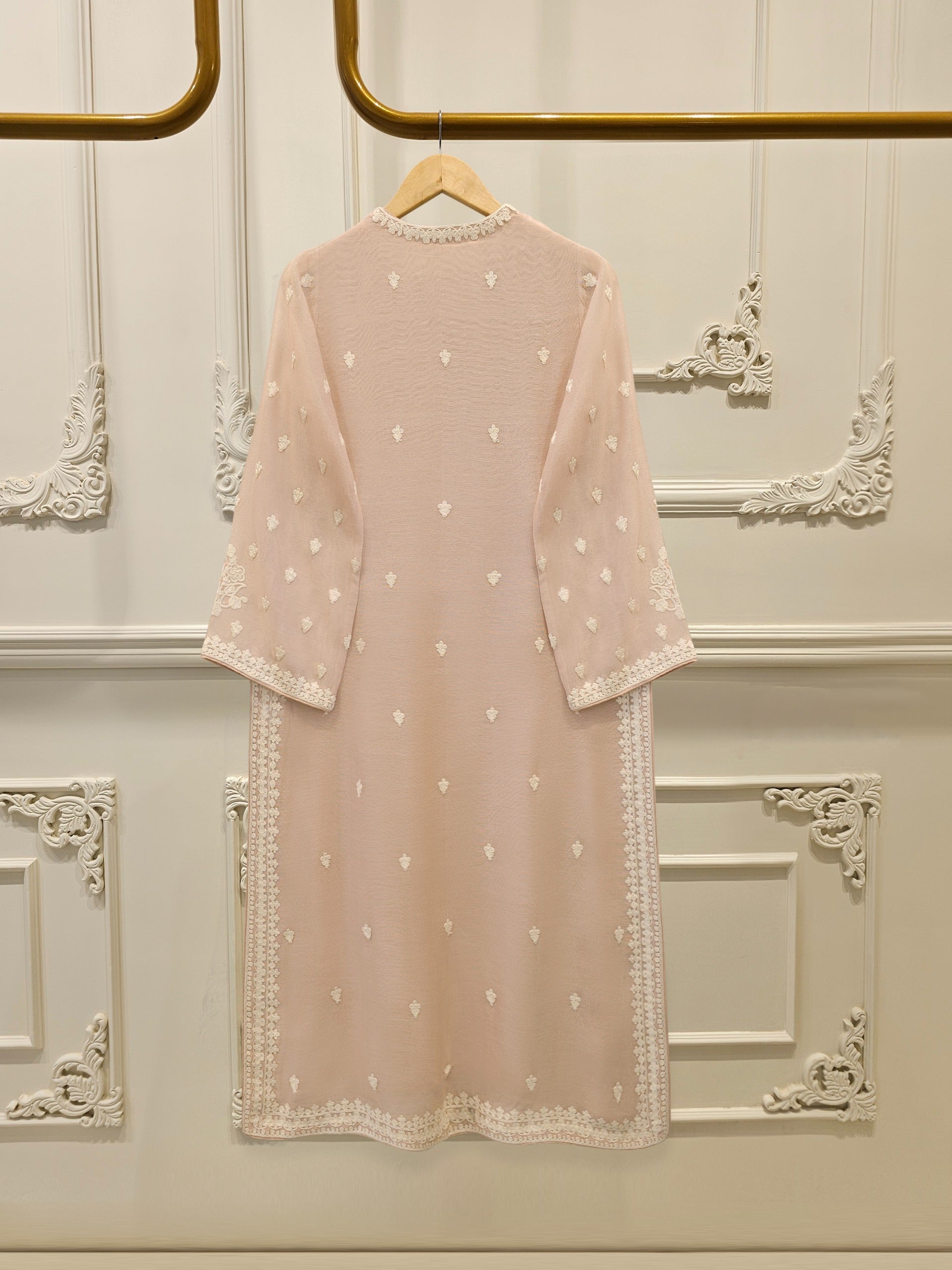 3 Piece - Pure Embroidered Cotton Net Suit S113059 - Image 4