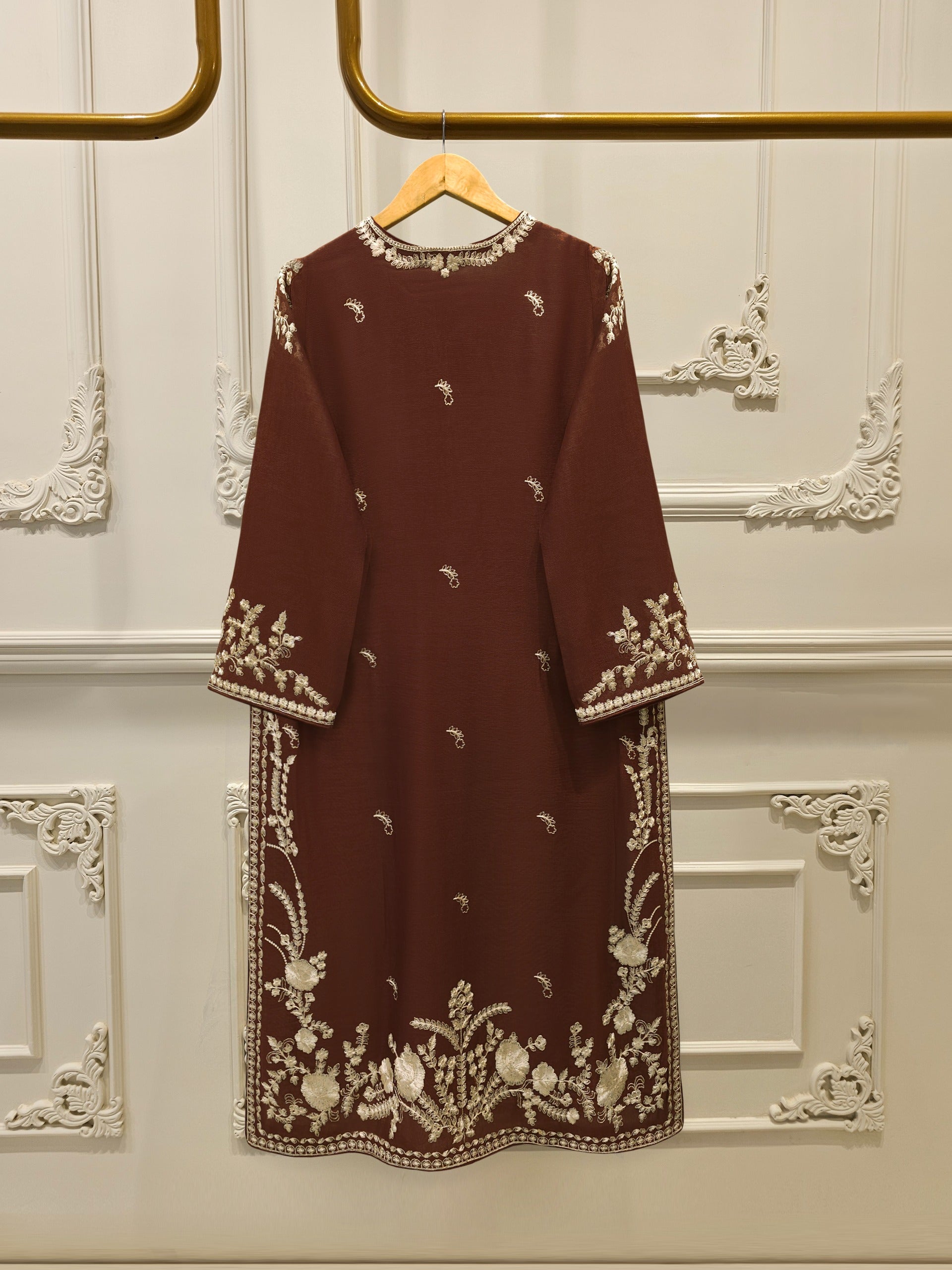 3 Piece - Pure Embroidered Cotton Net Suit S113077 - Image 4