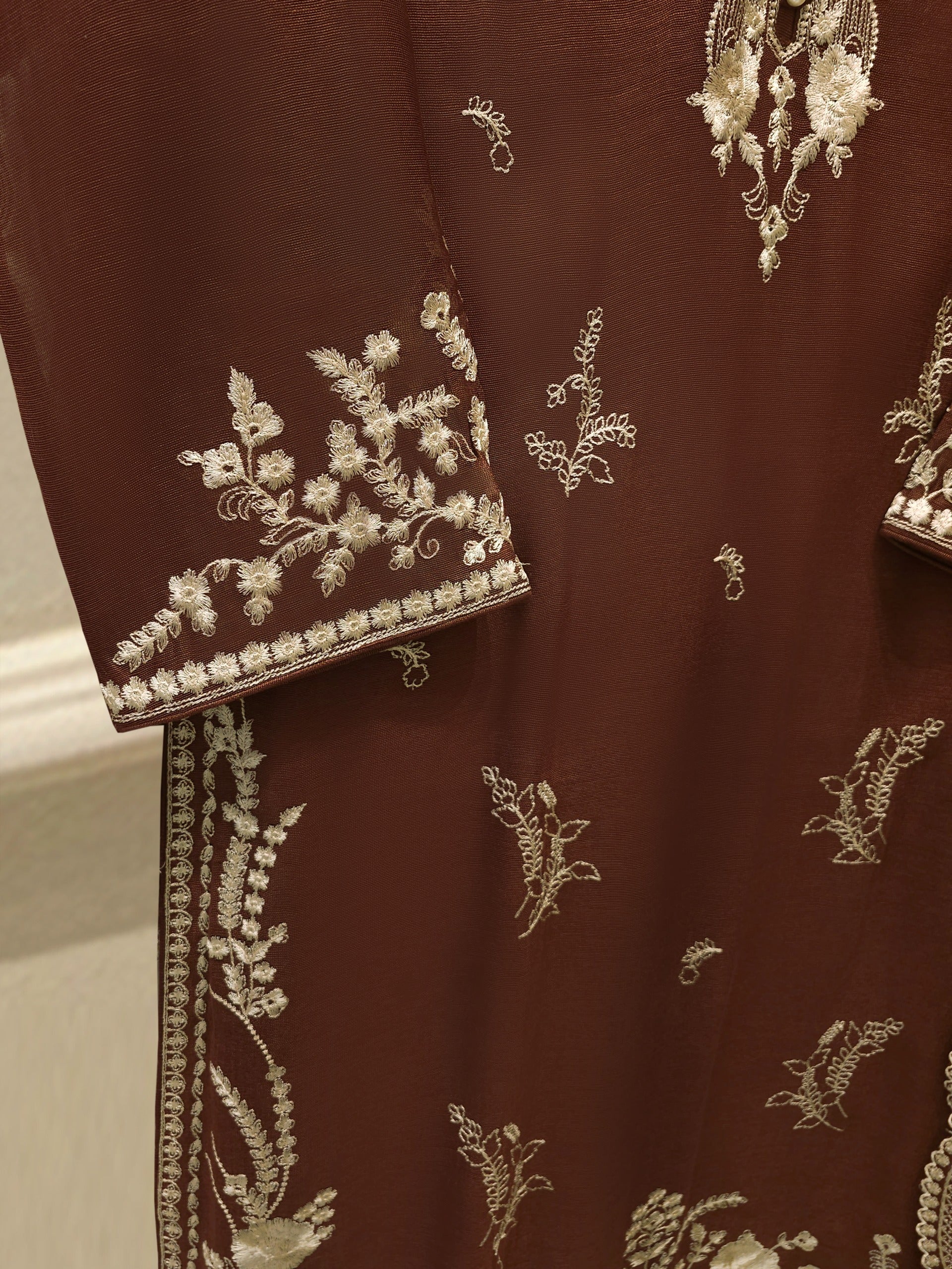 3 Piece - Pure Embroidered Cotton Net Suit S113077 - Image 6