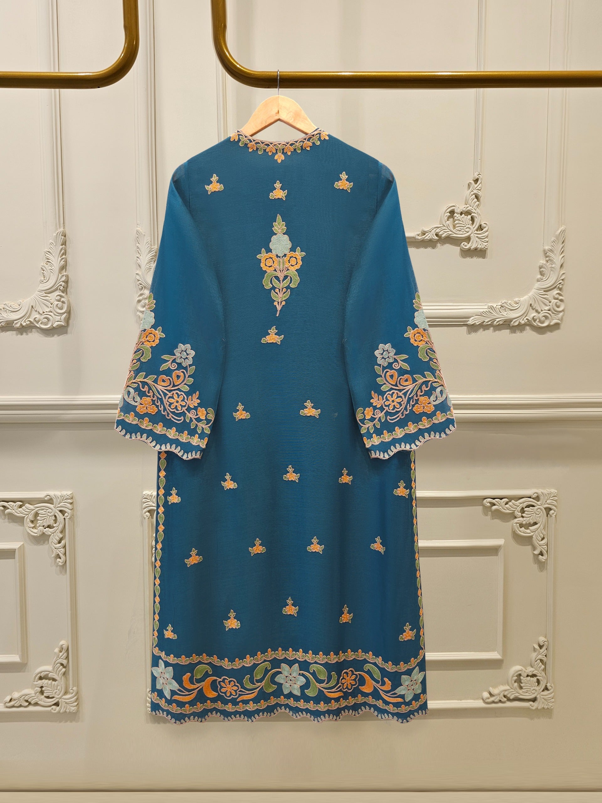 3 Piece - Pure Embroidered Cotton Net Suit S113086 - Image 5