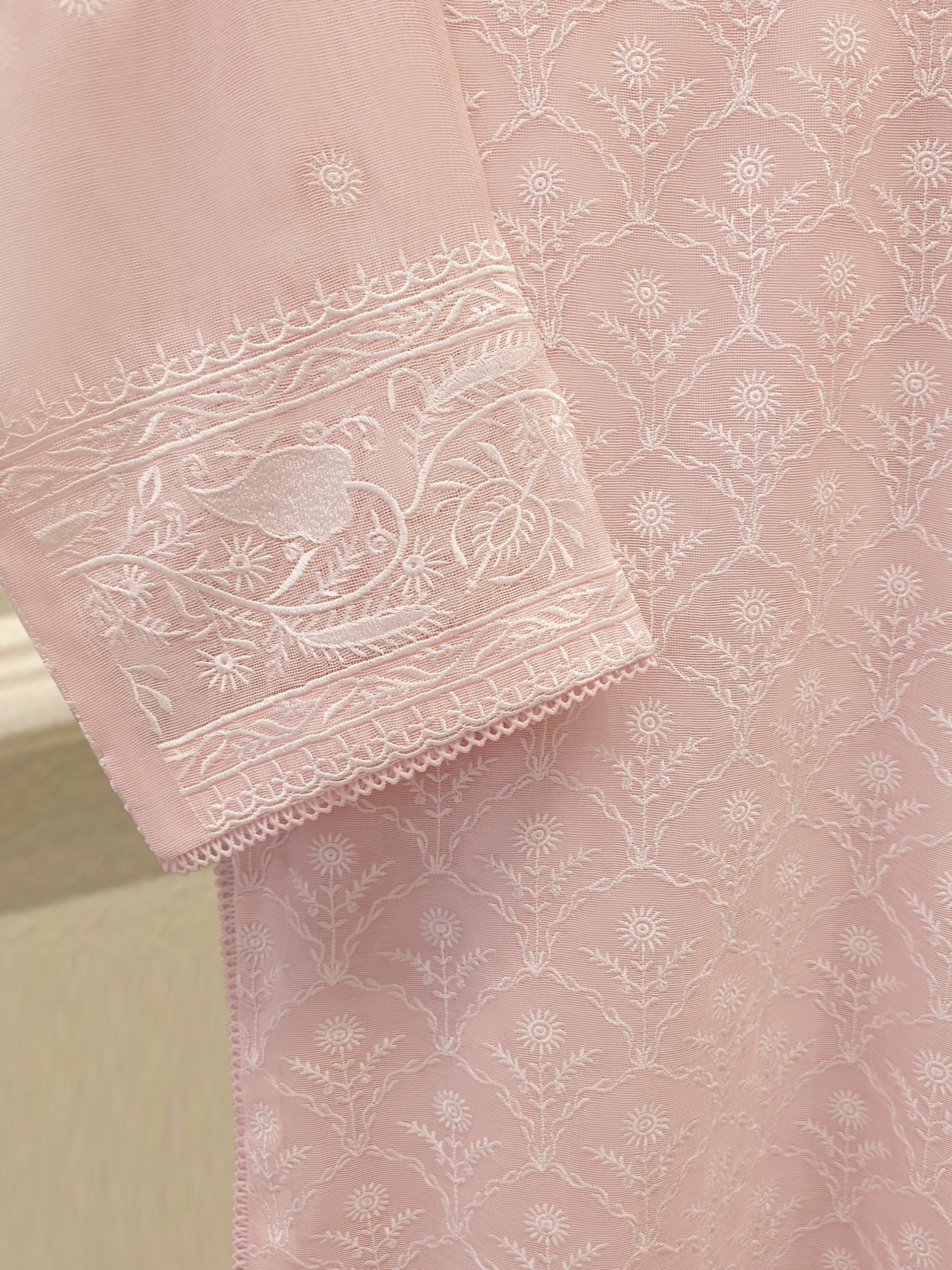 3 Piece - Pure Embroidered Cotton Net Suit S113118 - Image 3