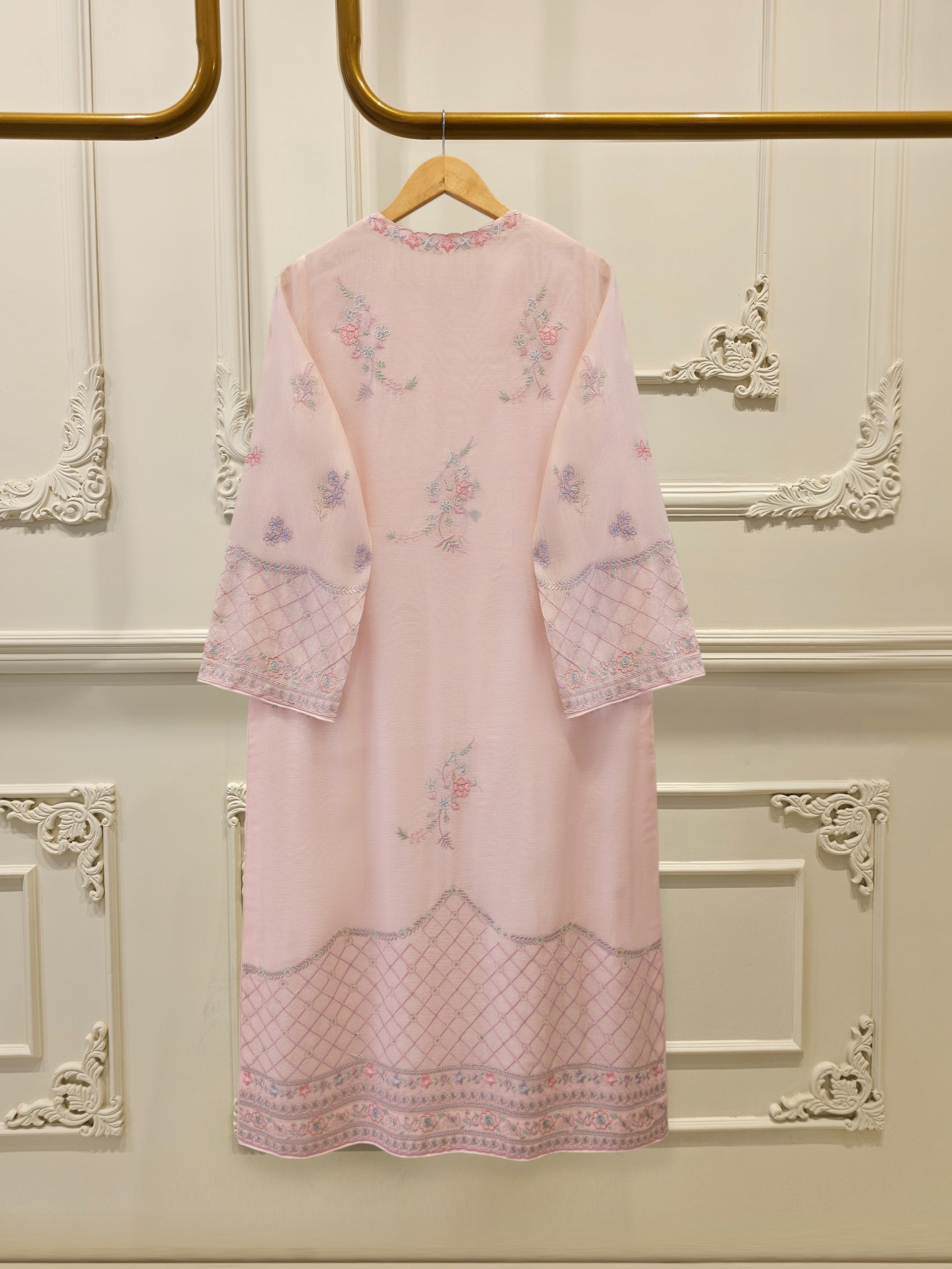 3 Piece - Pure Embroidered Cotton Net Suit S113165 - Image 4