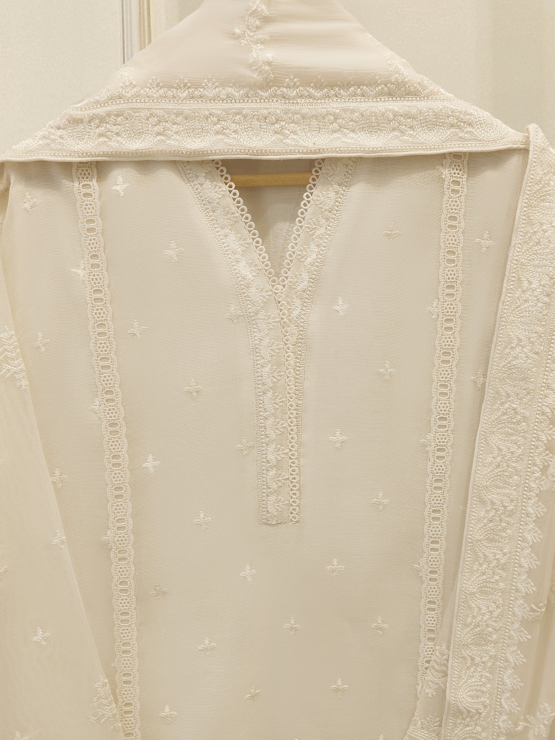 3 Piece - Pure Embroidered Cotton Net Suit S113438 - Image 2