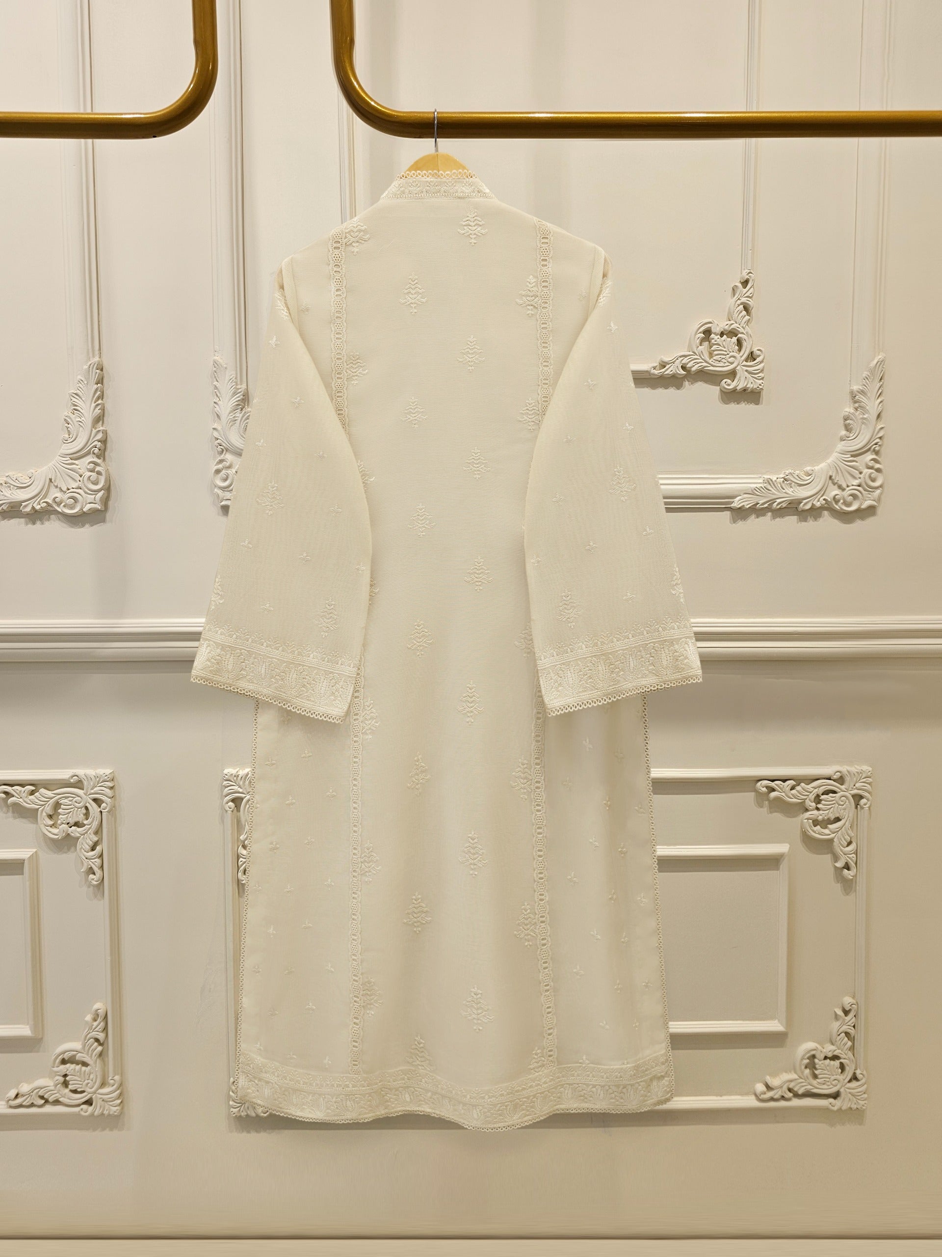 3 Piece - Pure Embroidered Cotton Net Suit S113438 - Image 4
