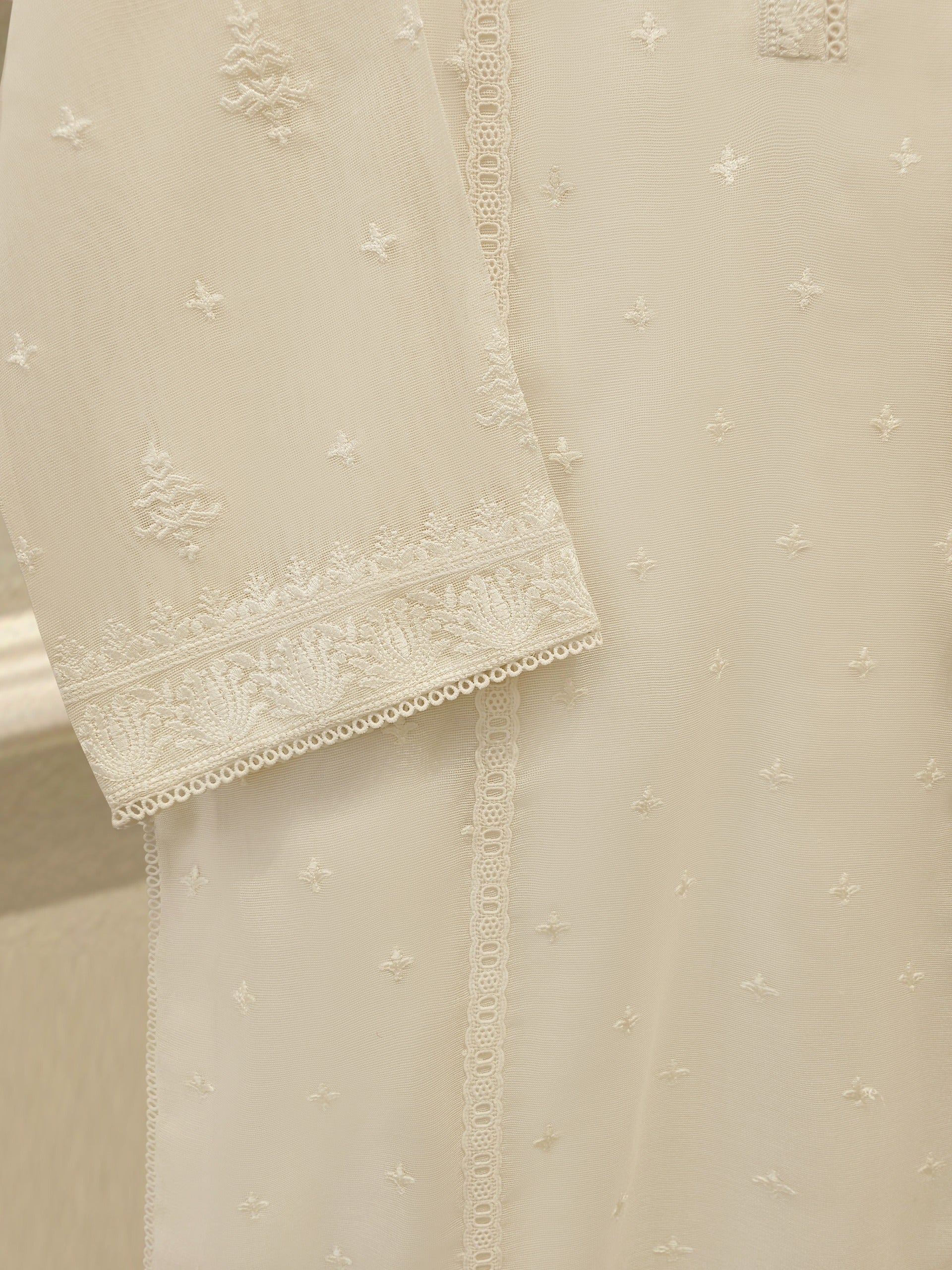 3 Piece - Pure Embroidered Cotton Net Suit S113438 - Image 5