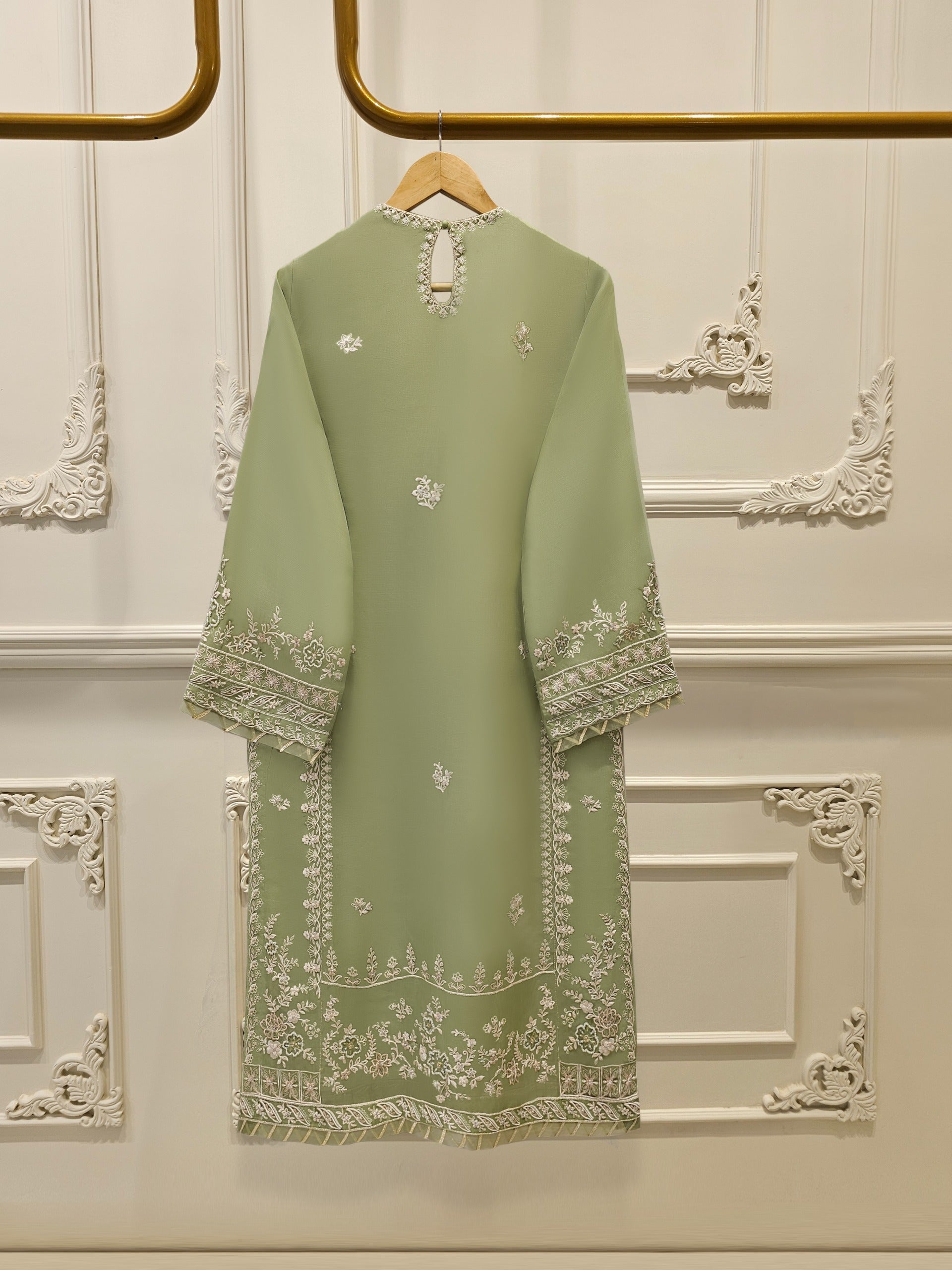 3 Piece - Pure Embroidered Organza Suit S111894 - Image 5