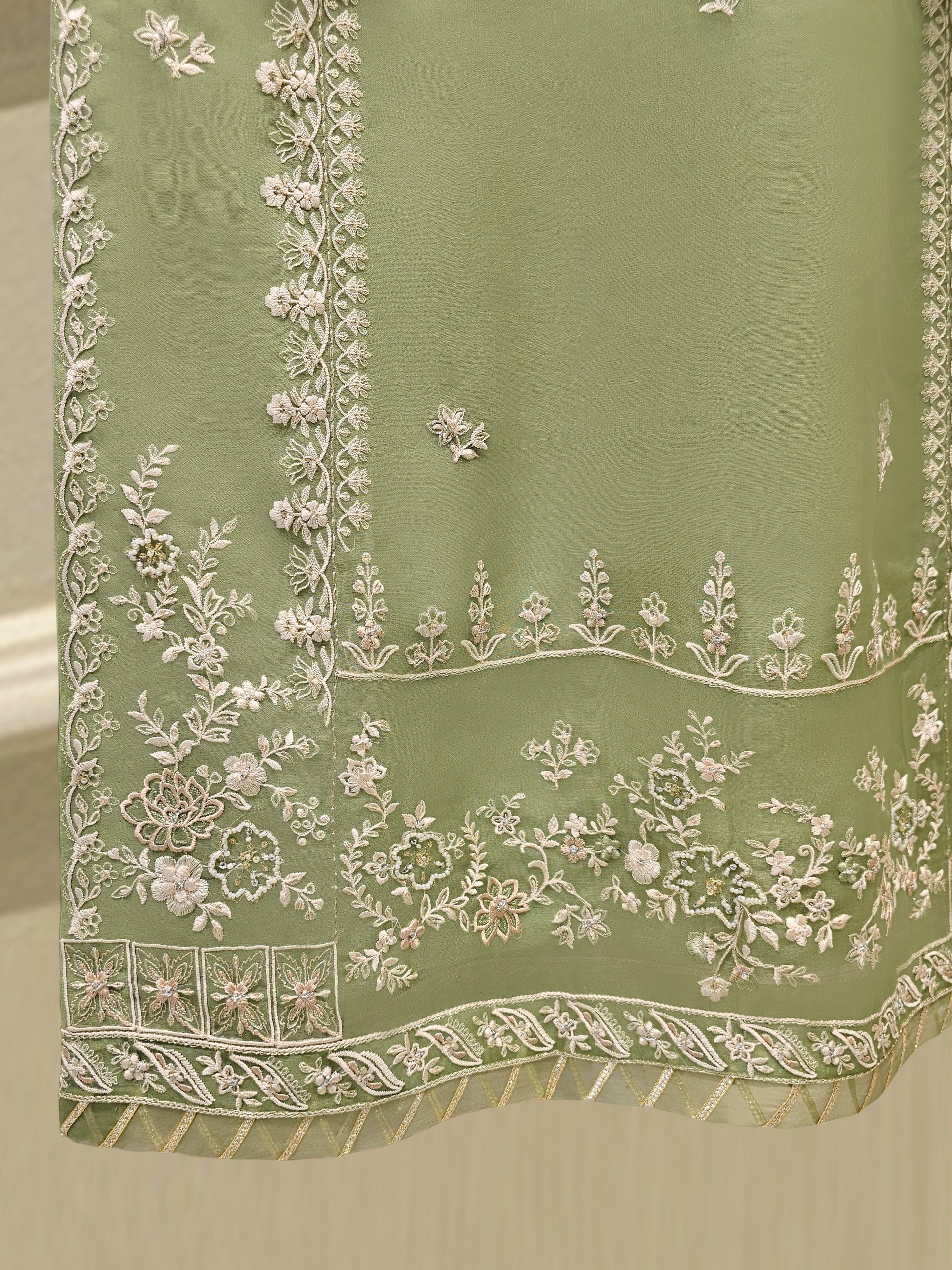 3 Piece - Pure Embroidered Organza Suit S111894 - Image 6