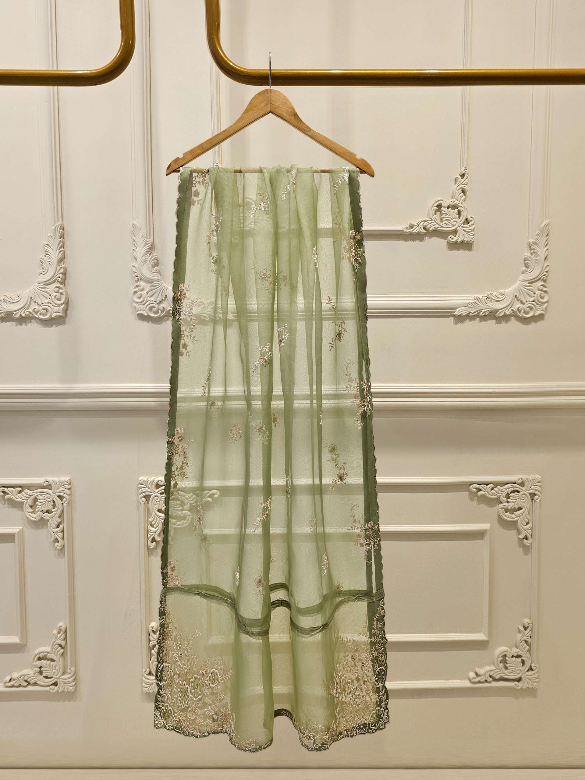 3 Piece - Pure Embroidered Organza Suit S111894 - Image 8