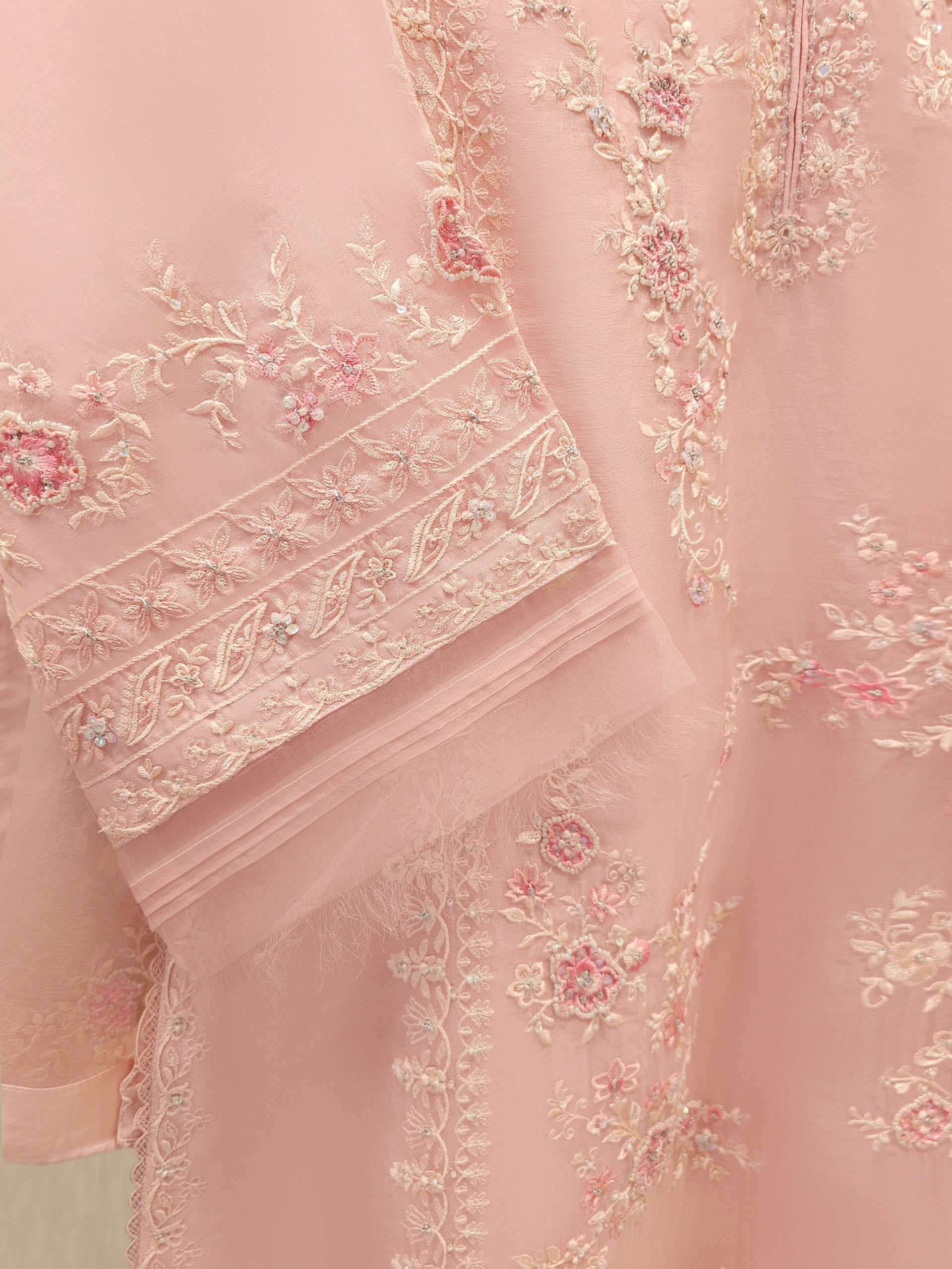 3 Piece - Pure Embroidered Organza Suit S112005 - Image 3