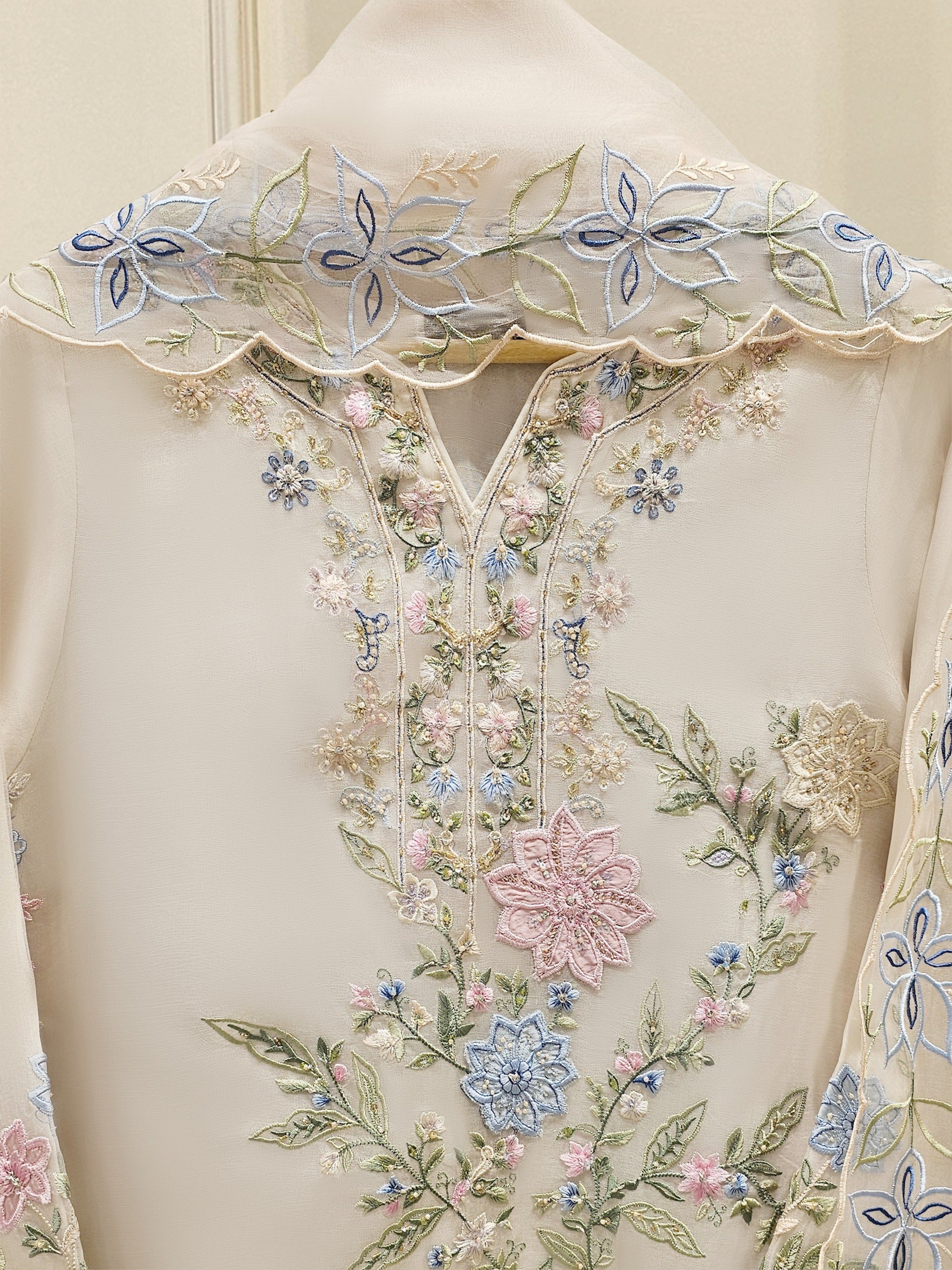 3 Piece - Pure Embroidered Organza Suit S112013 - Image 2