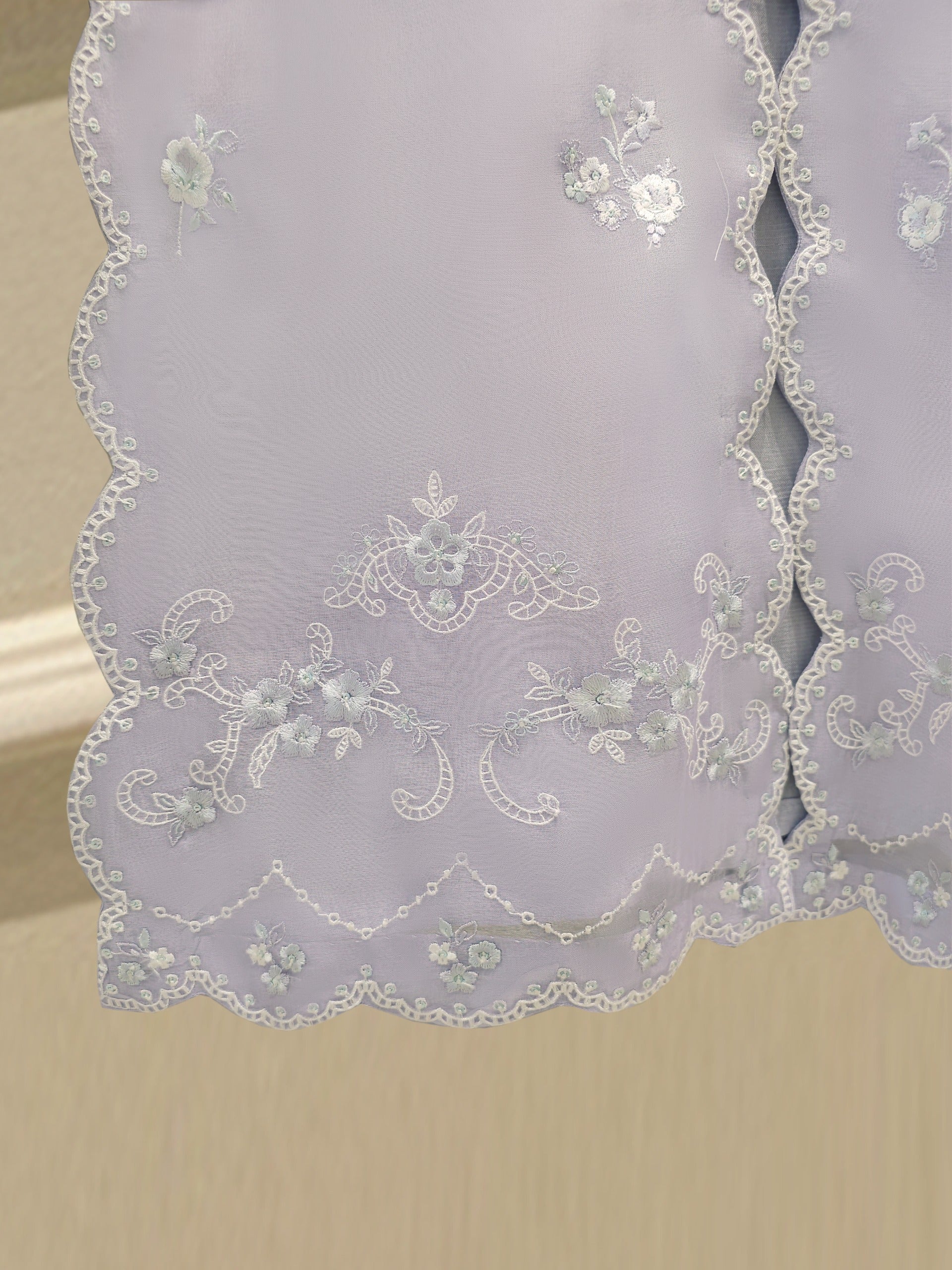 3 Piece - Pure Embroidered Organza Suit S112055 - Image 3