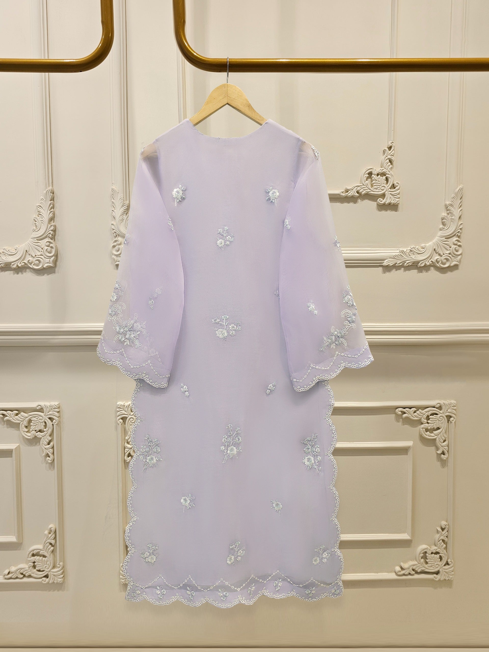 3 Piece - Pure Embroidered Organza Suit S112055 - Image 4