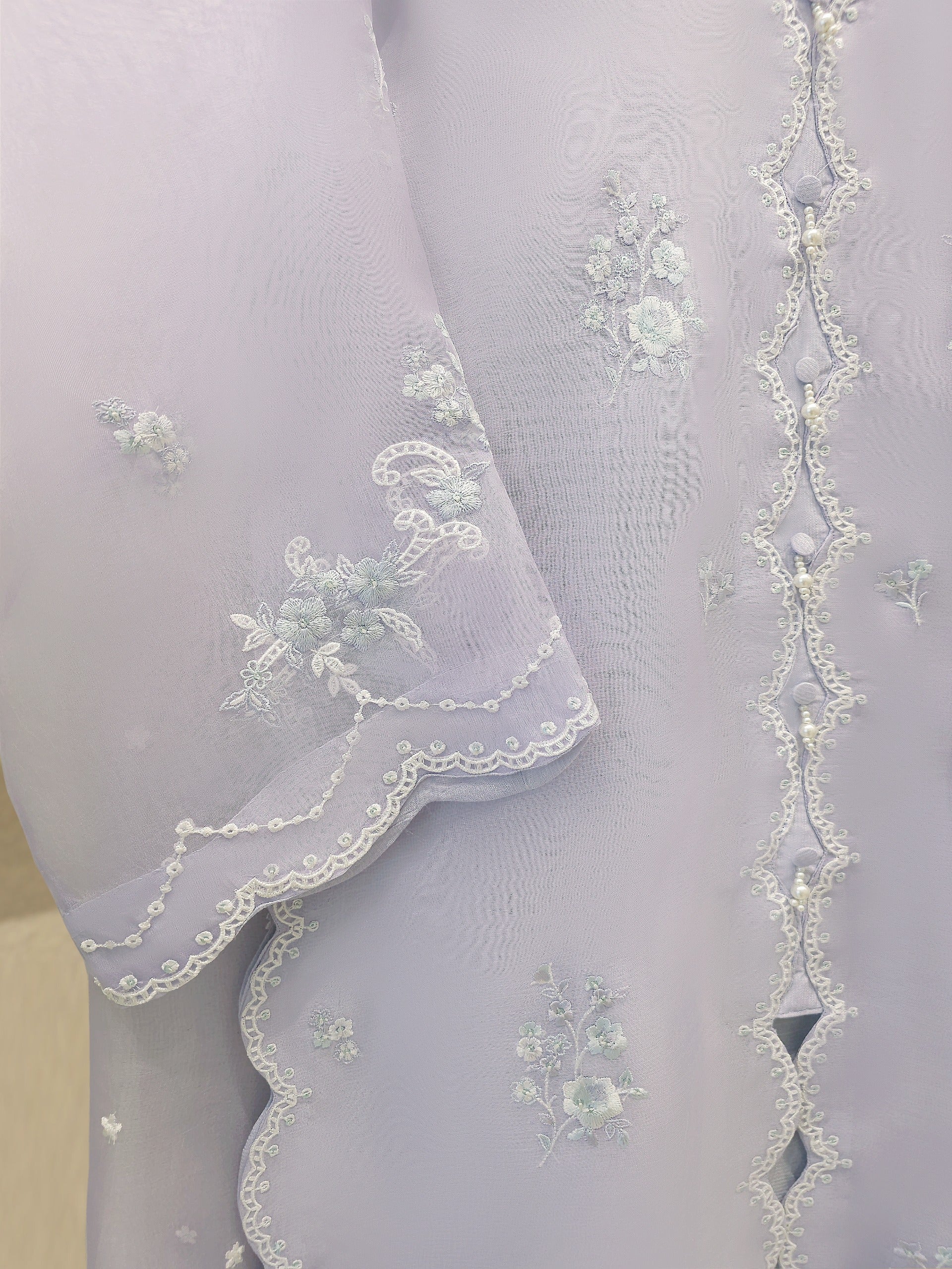 3 Piece - Pure Embroidered Organza Suit S112055 - Image 8