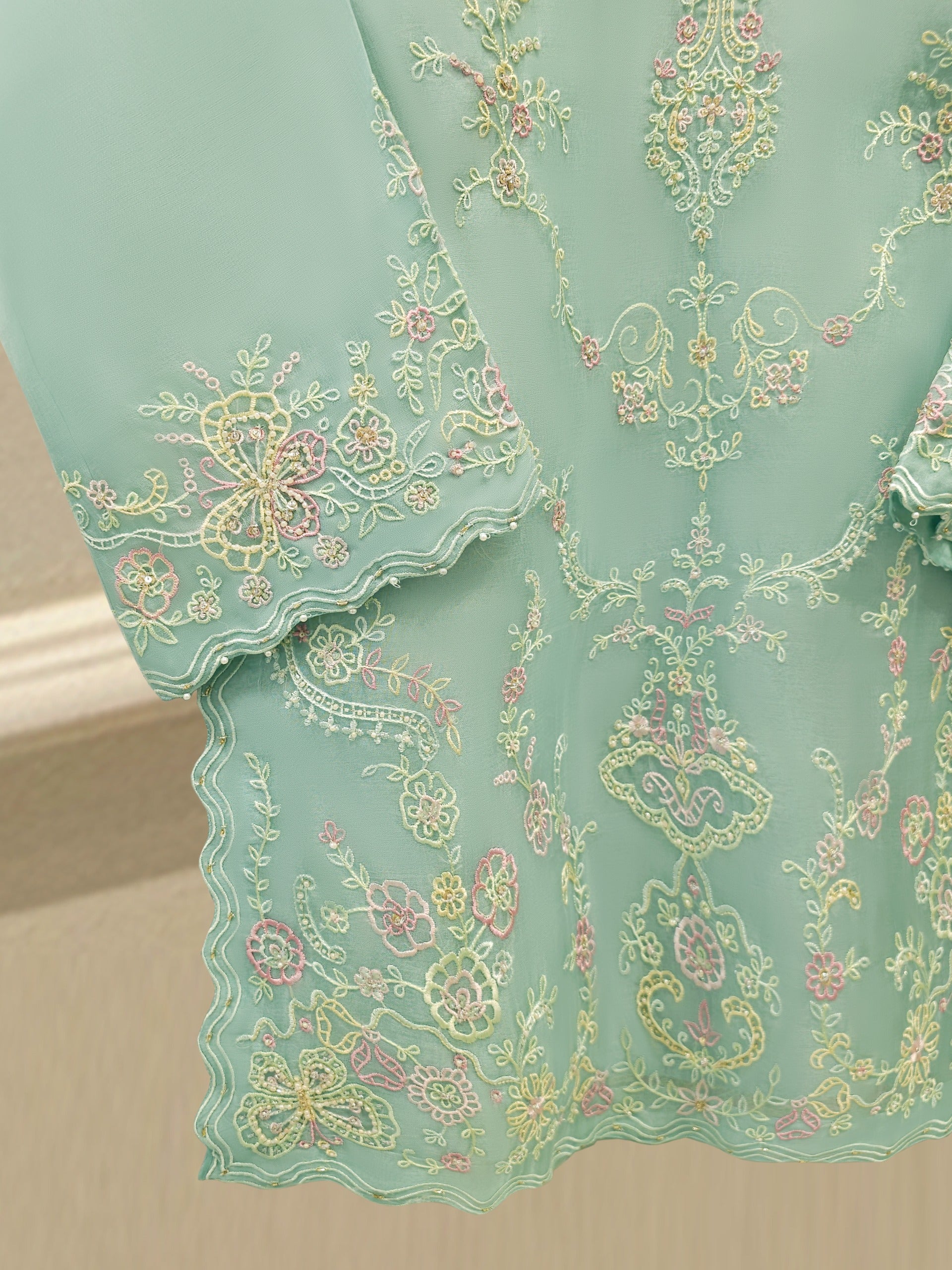 3 Piece - Pure Embroidered Organza Suit S112183 - Image 3
