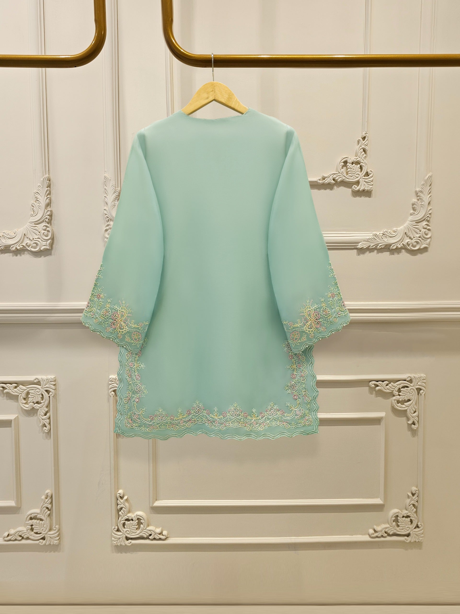 3 Piece - Pure Embroidered Organza Suit S112183 - Image 4