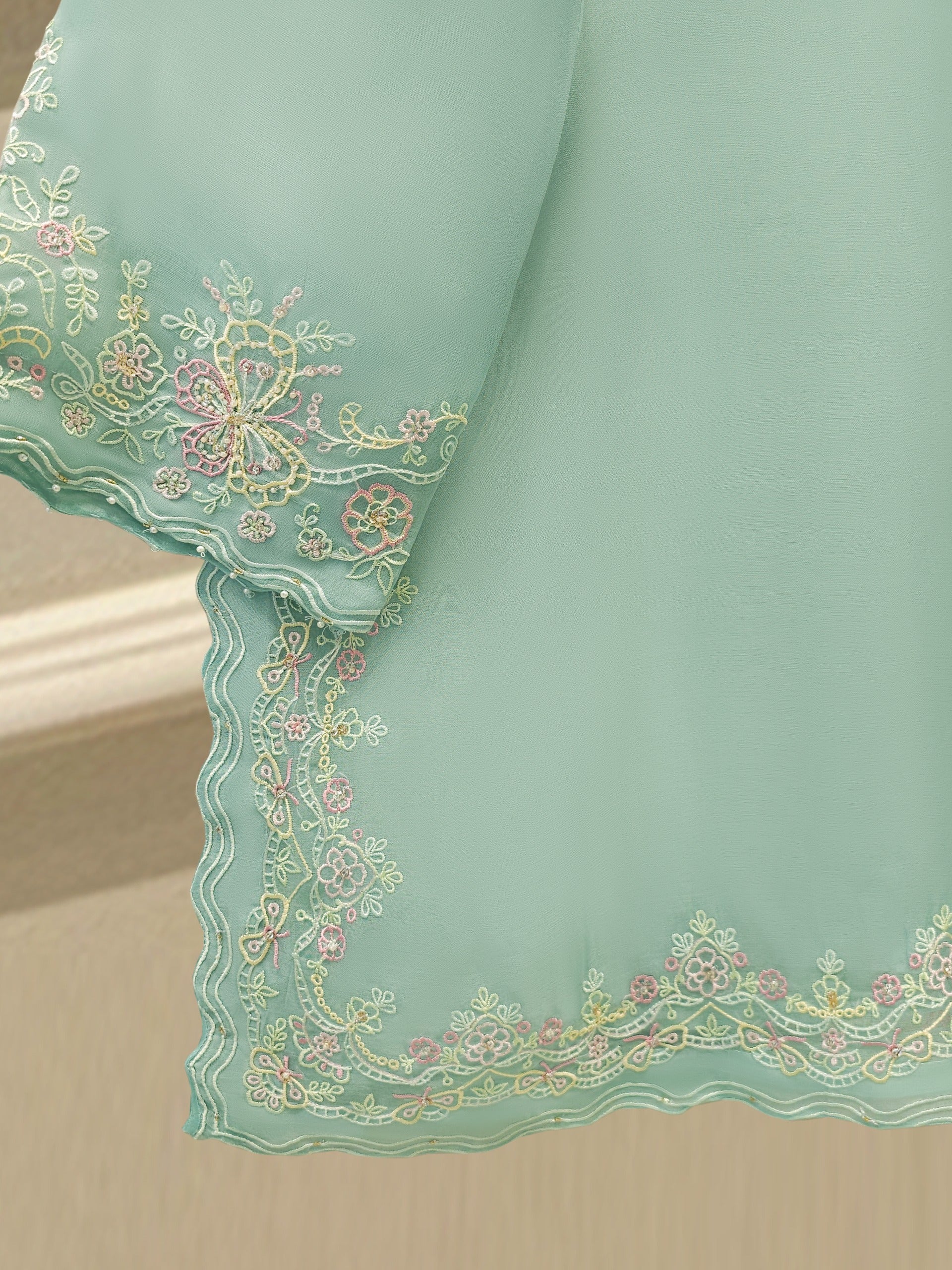 3 Piece - Pure Embroidered Organza Suit S112183 - Image 5