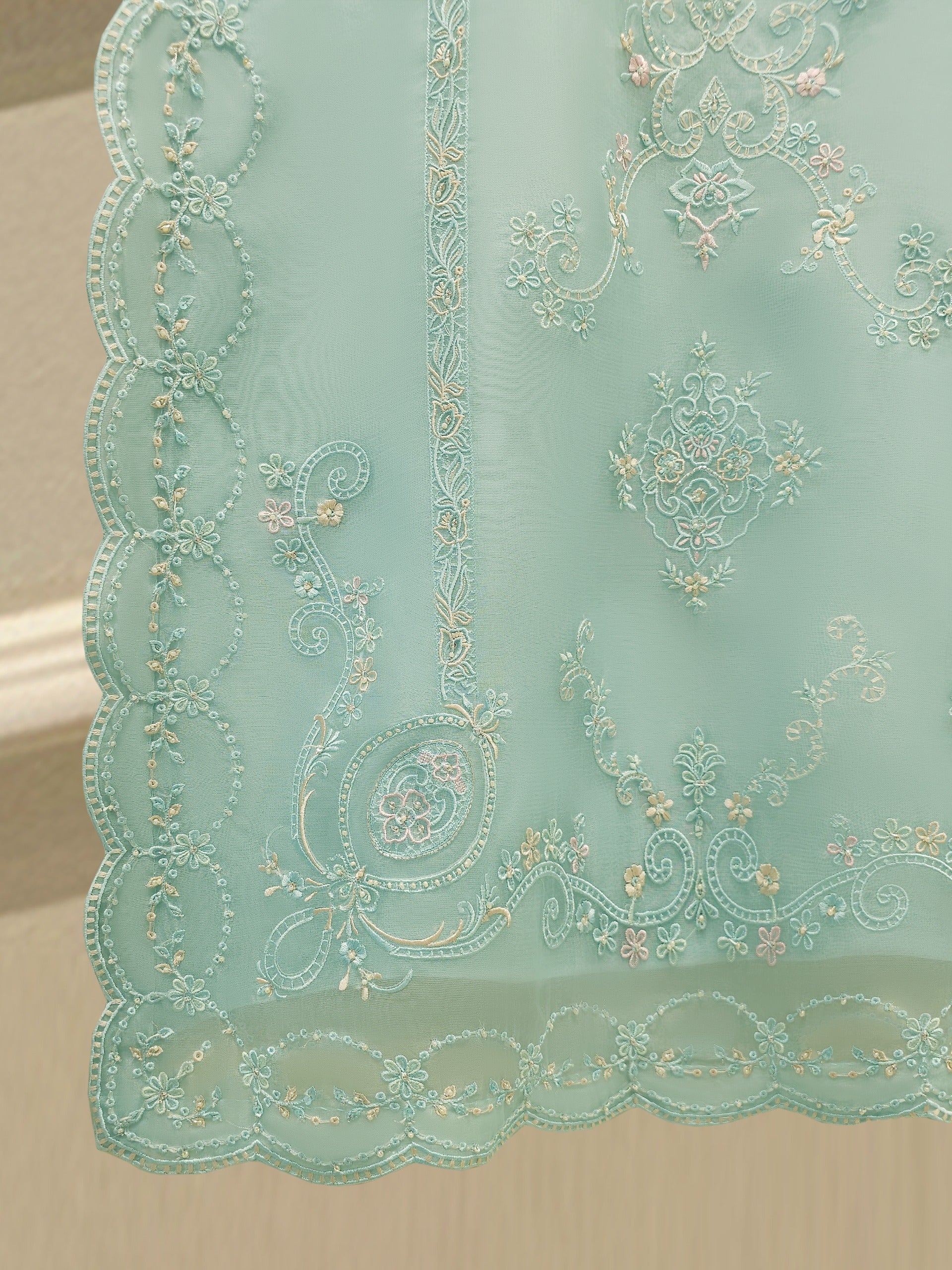 3 Piece - Pure Embroidered Organza Suit S112186 - Image 4