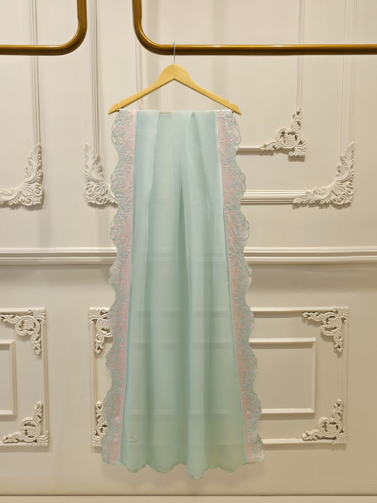 3 Piece - Pure Embroidered Organza Suit S112186 - Image 7