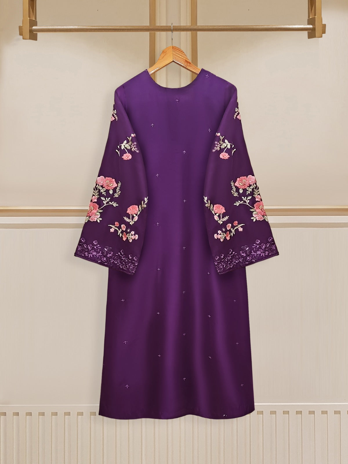 3 Piece - Pure Embroidered  Raw Silk Suit S110153 - Image 6
