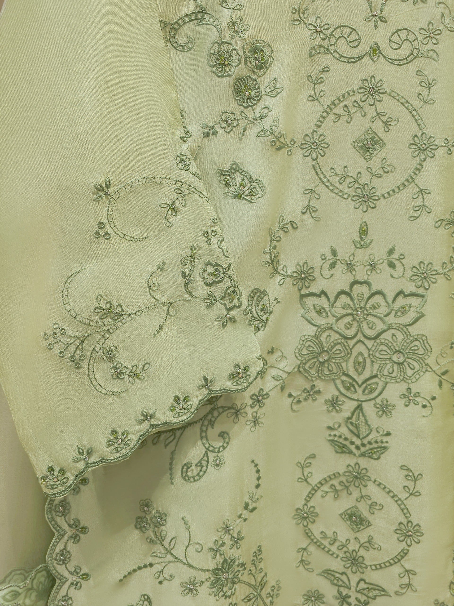 3 Piece-  Pure Embroidered Sheesha Silk Suit S112061 - Image 3