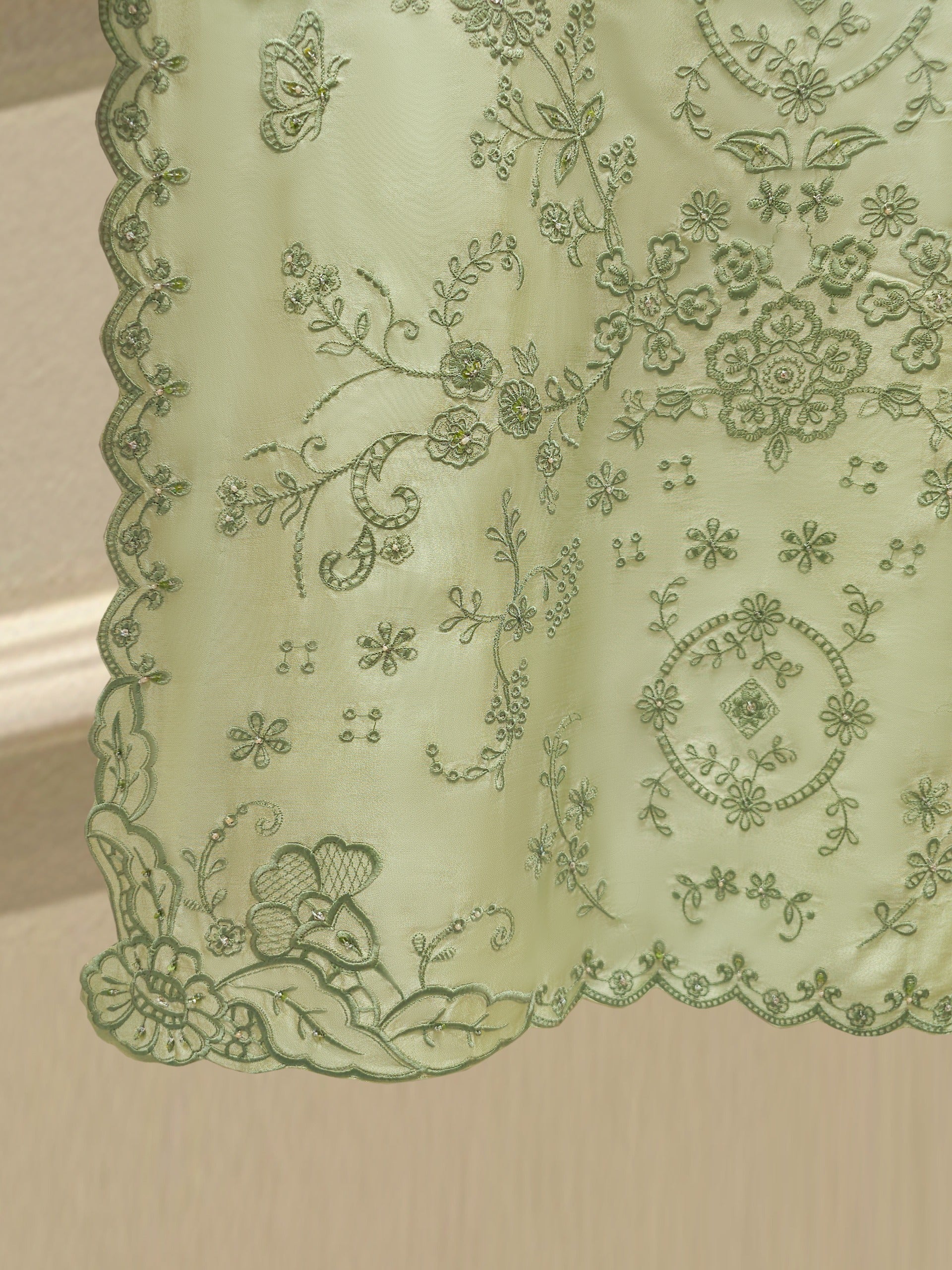 3 Piece-  Pure Embroidered Sheesha Silk Suit S112061 - Image 4