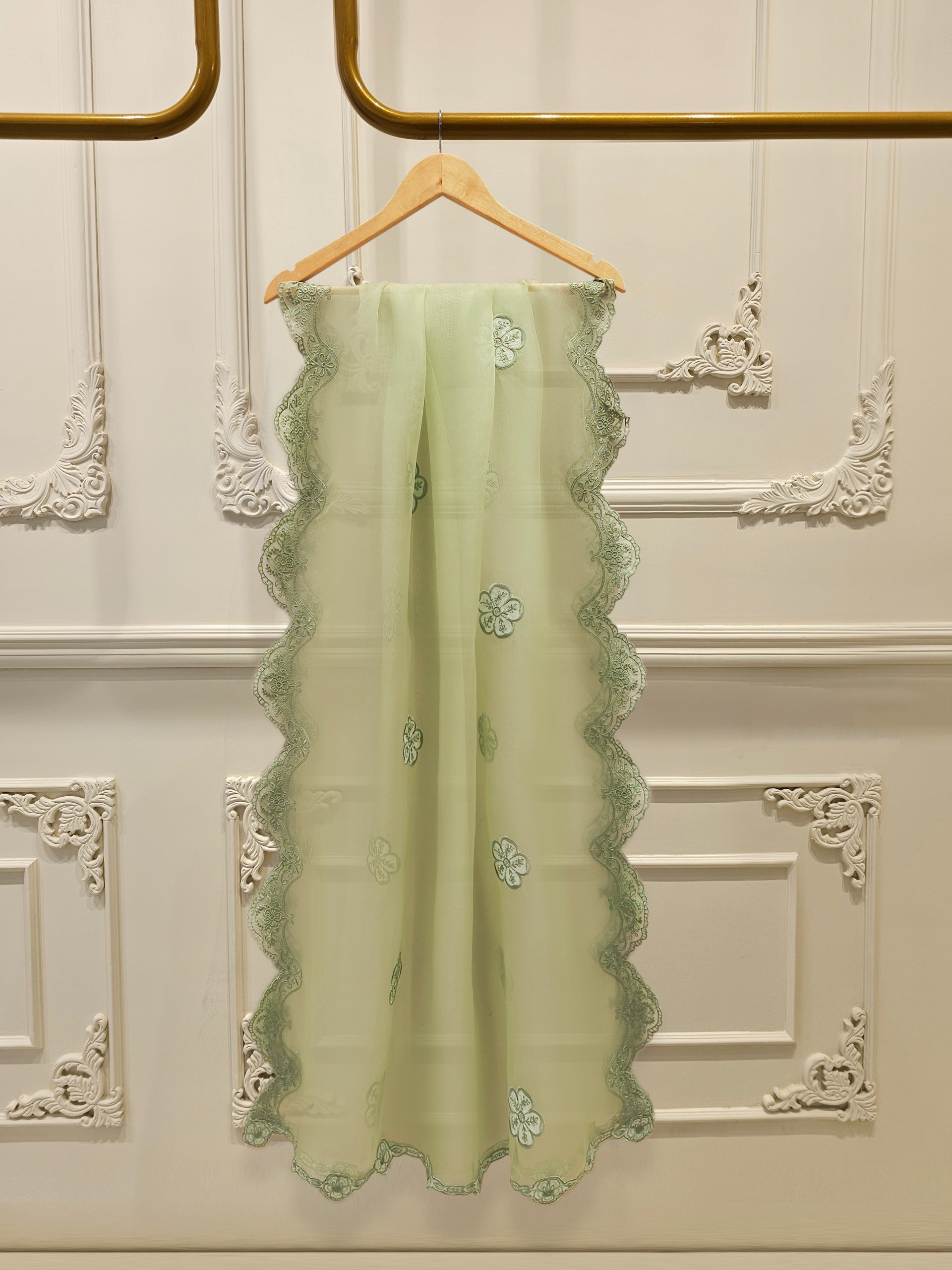 3 Piece-  Pure Embroidered Sheesha Silk Suit S112061 - Image 7