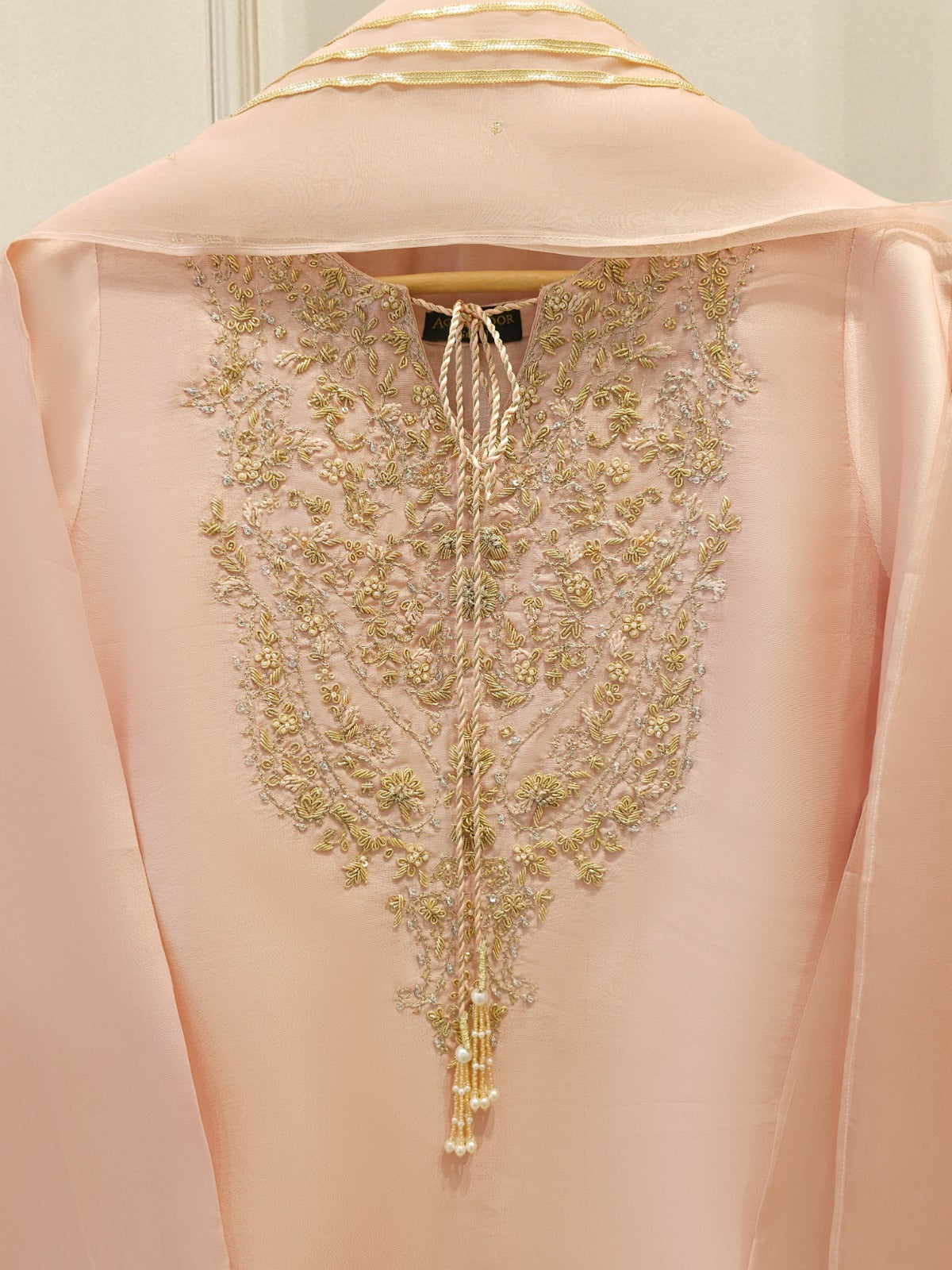 3 Piece-  Pure Embroidered Sheesha Silk Suit S112380 - Image 2