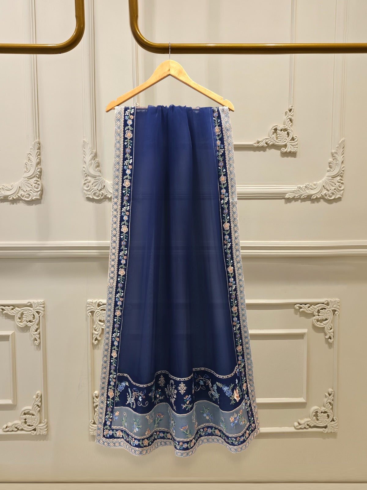 3 Piece-  Pure Embroidered Sheesha Silk Suit S112524 - Image 7
