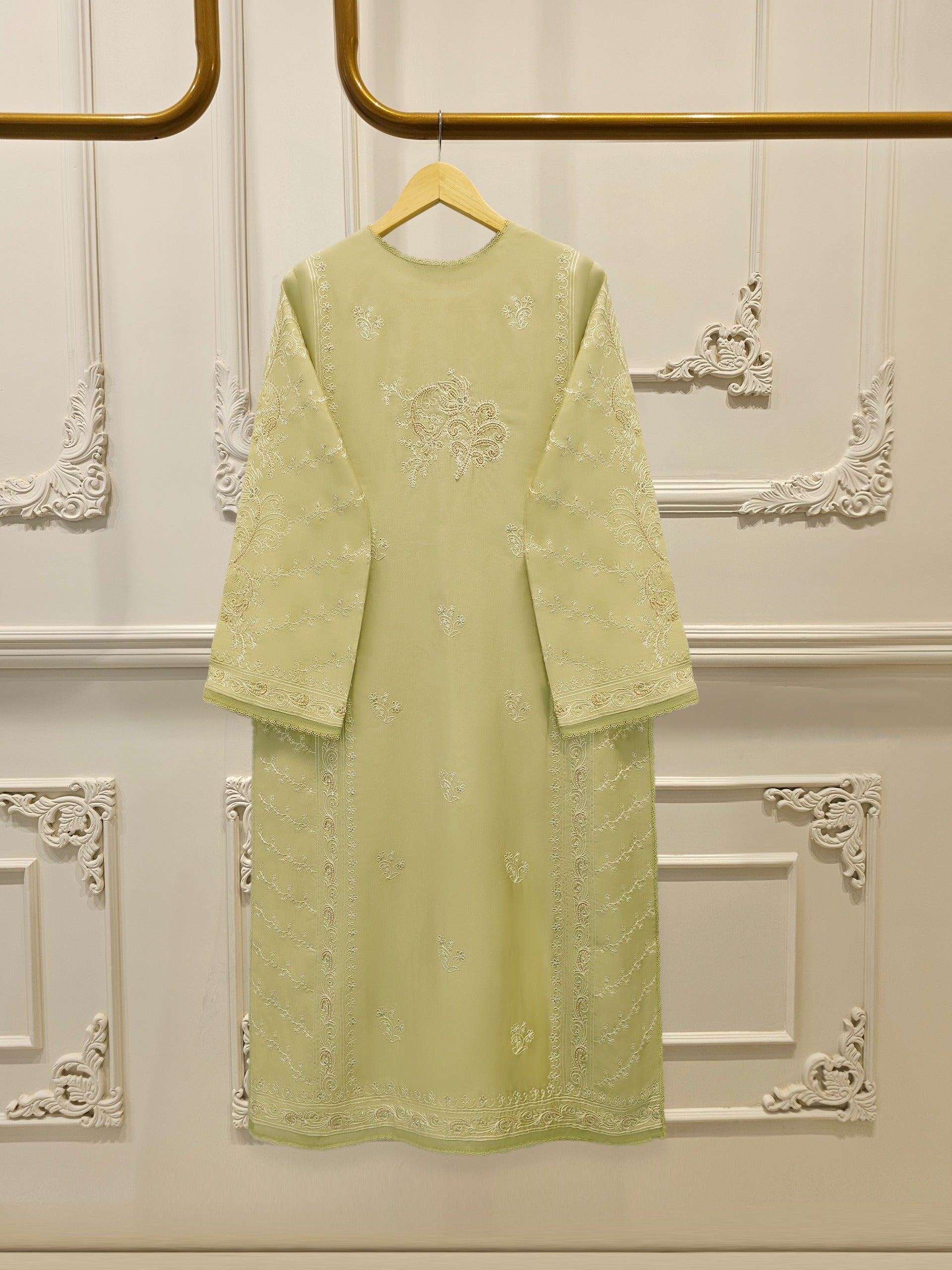 3 Piece-  Pure Embroidered Sheesha Silk Suit S112570 - Image 6
