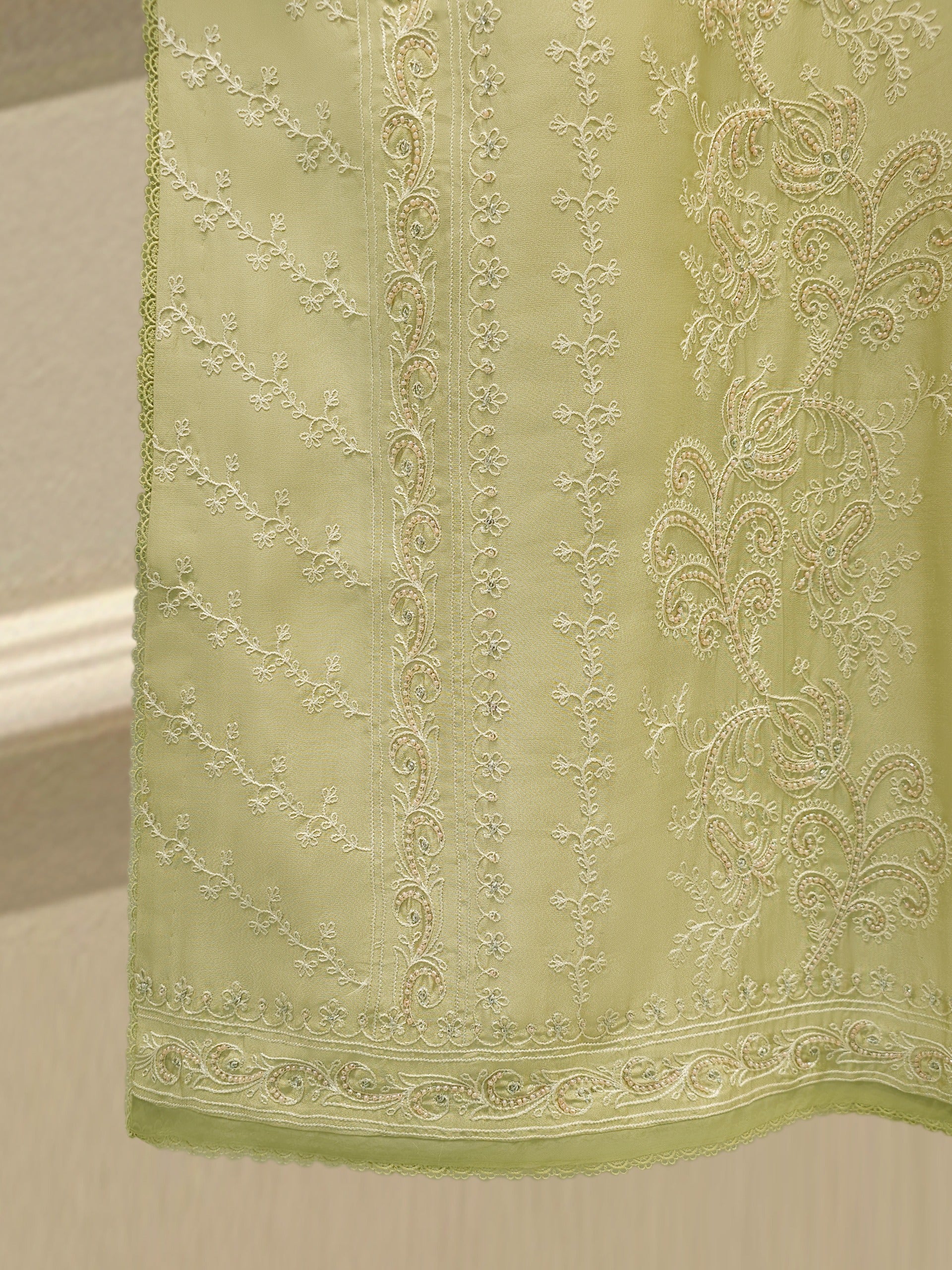 3 Piece-  Pure Embroidered Sheesha Silk Suit S112570 - Image 7
