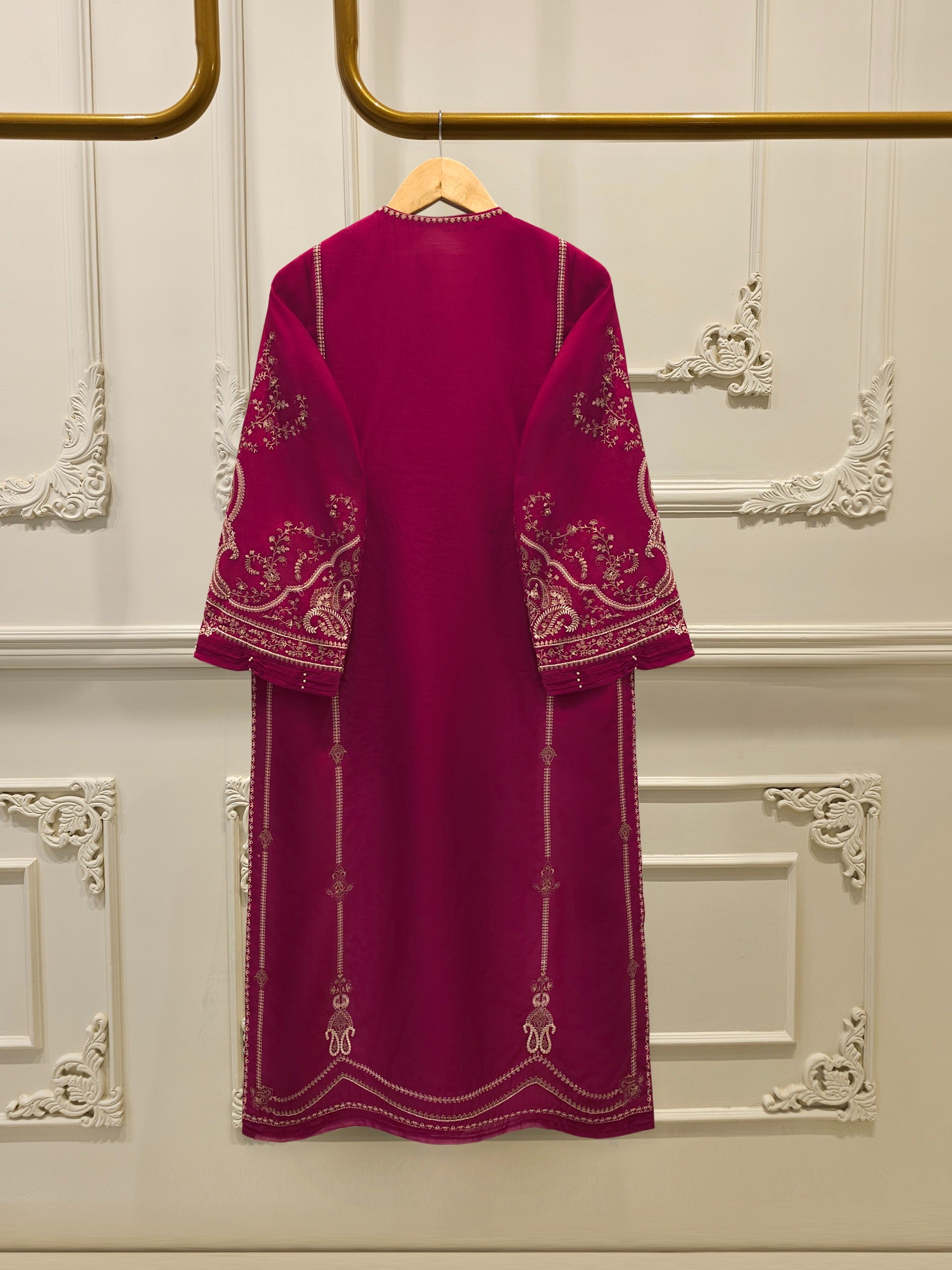 3 Piece-  Pure Embroidered Sheesha Silk Suit S112832 - Image 5