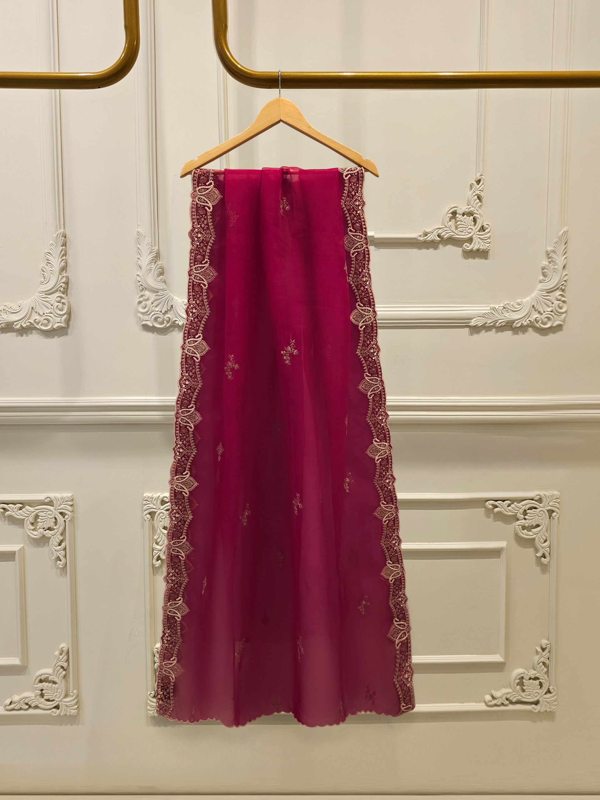 3 Piece-  Pure Embroidered Sheesha Silk Suit S112832 - Image 6
