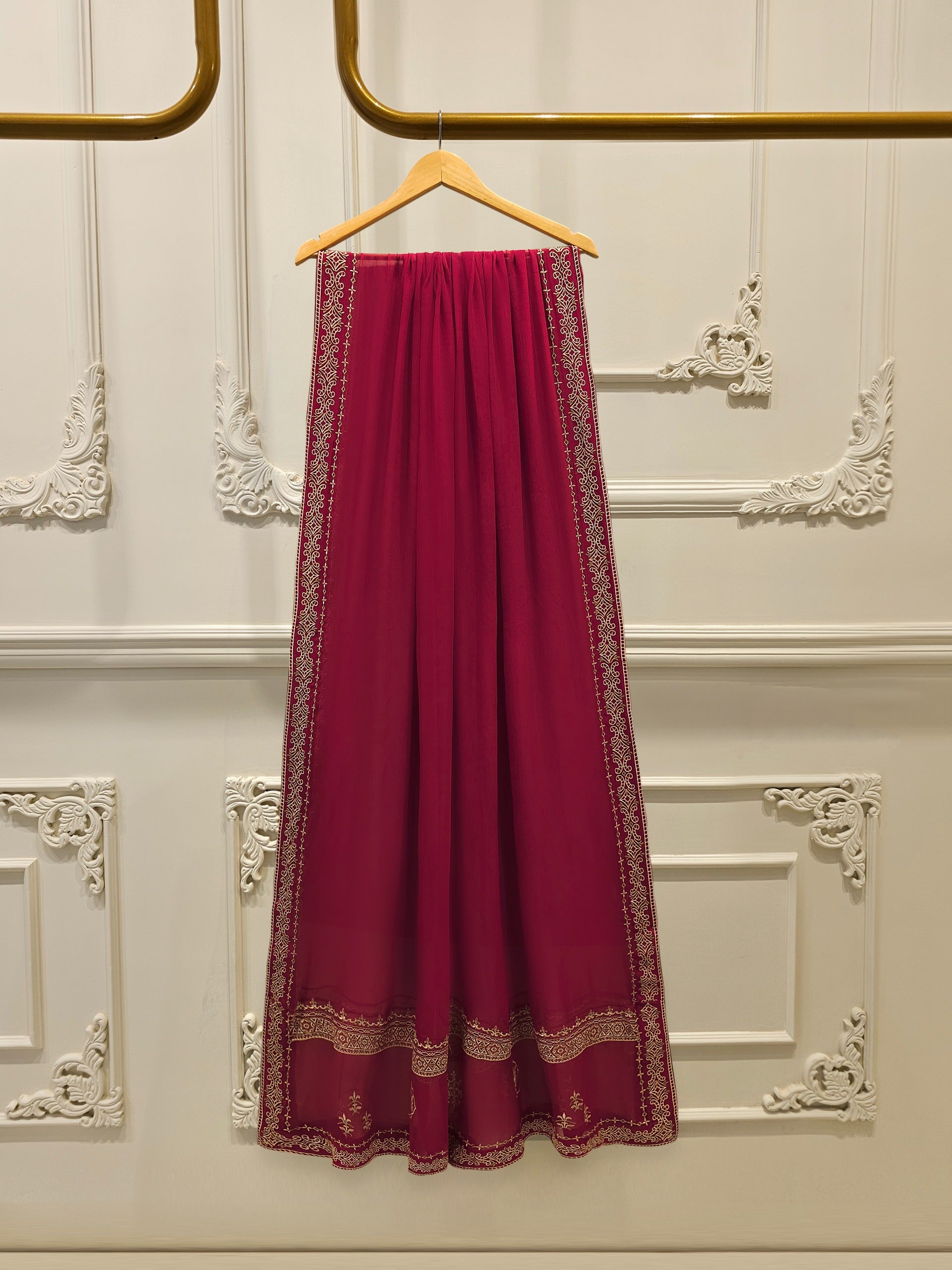 3 Piece-  Pure Embroidered Sheesha Silk Suit S112897 - Image 7