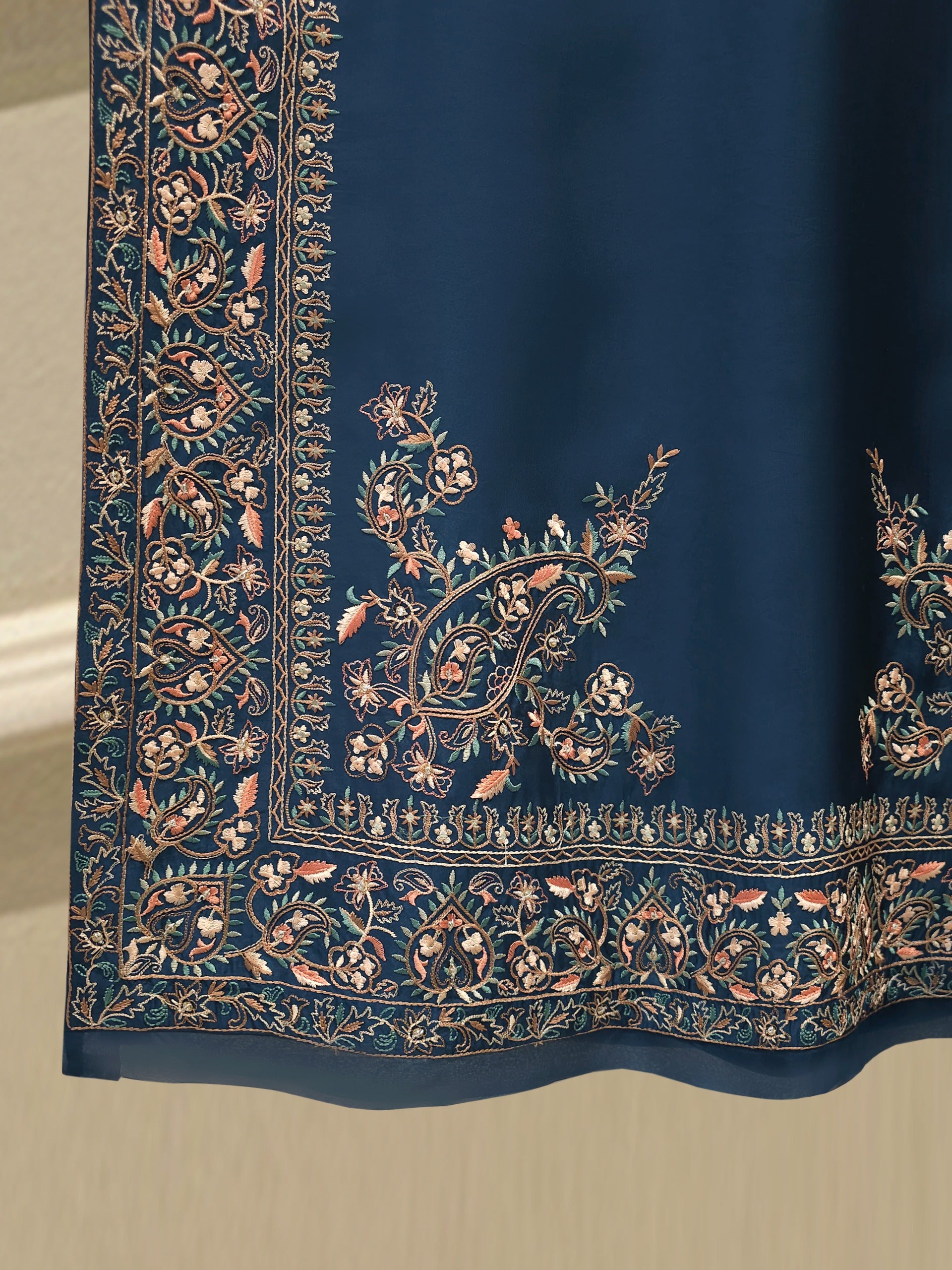 3 Piece-  Pure Embroidered Sheesha Silk Suit S112899 - Image 4