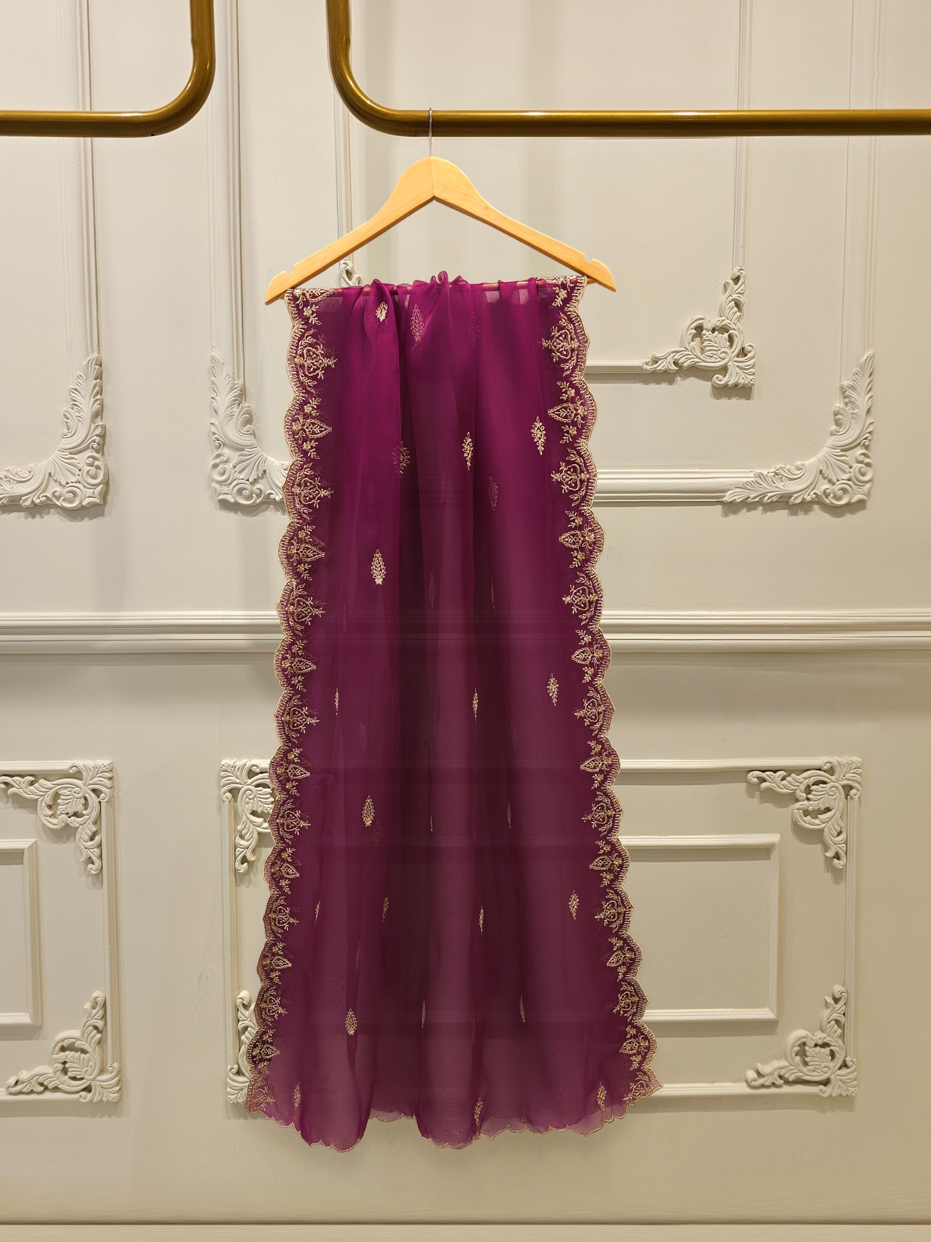 3 Piece-  Pure Embroidered Sheesha Silk Suit S112927 - Image 6
