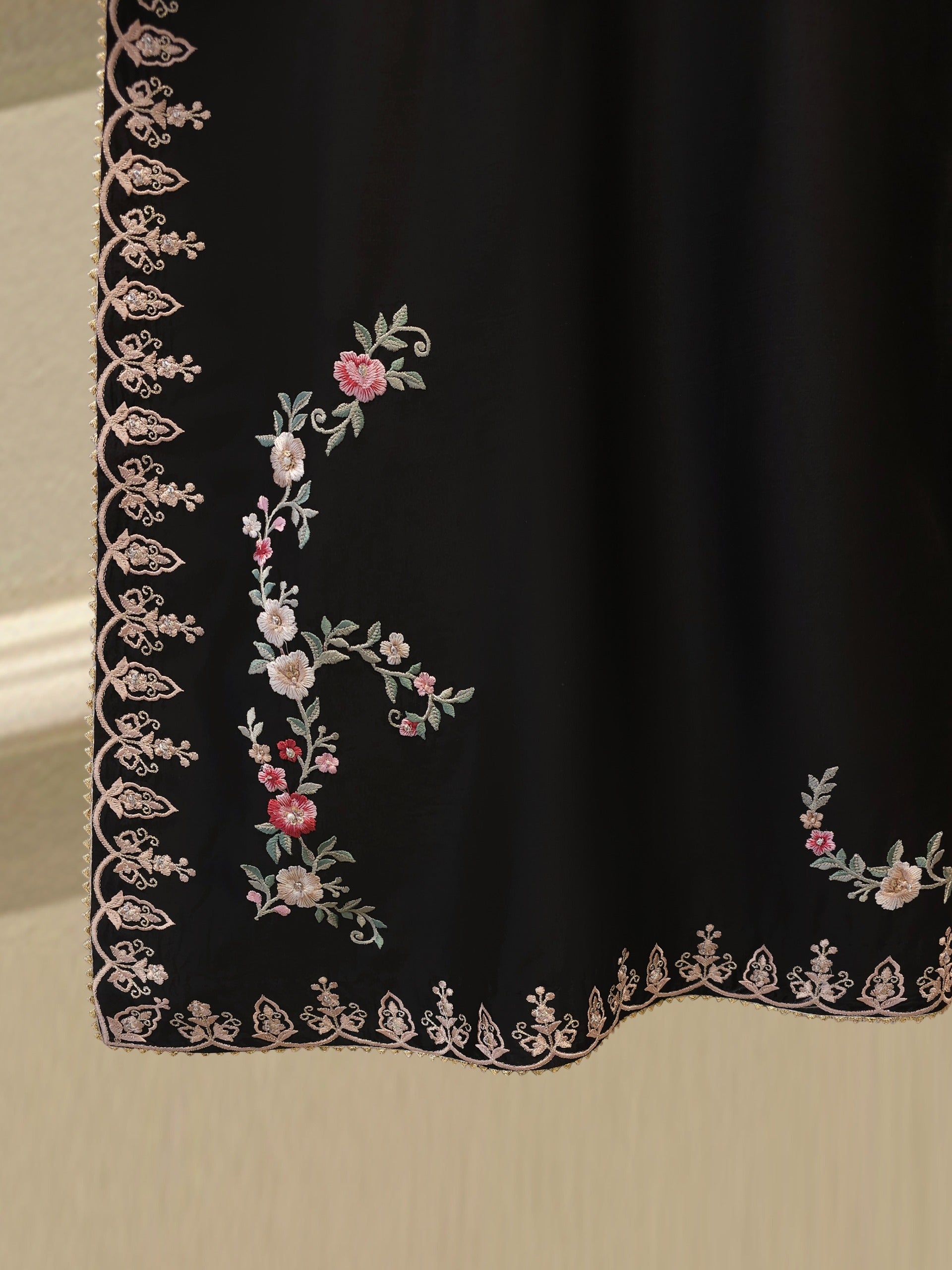 3 Piece-  Pure Embroidered Sheesha Silk Suit S112959 - Image 6